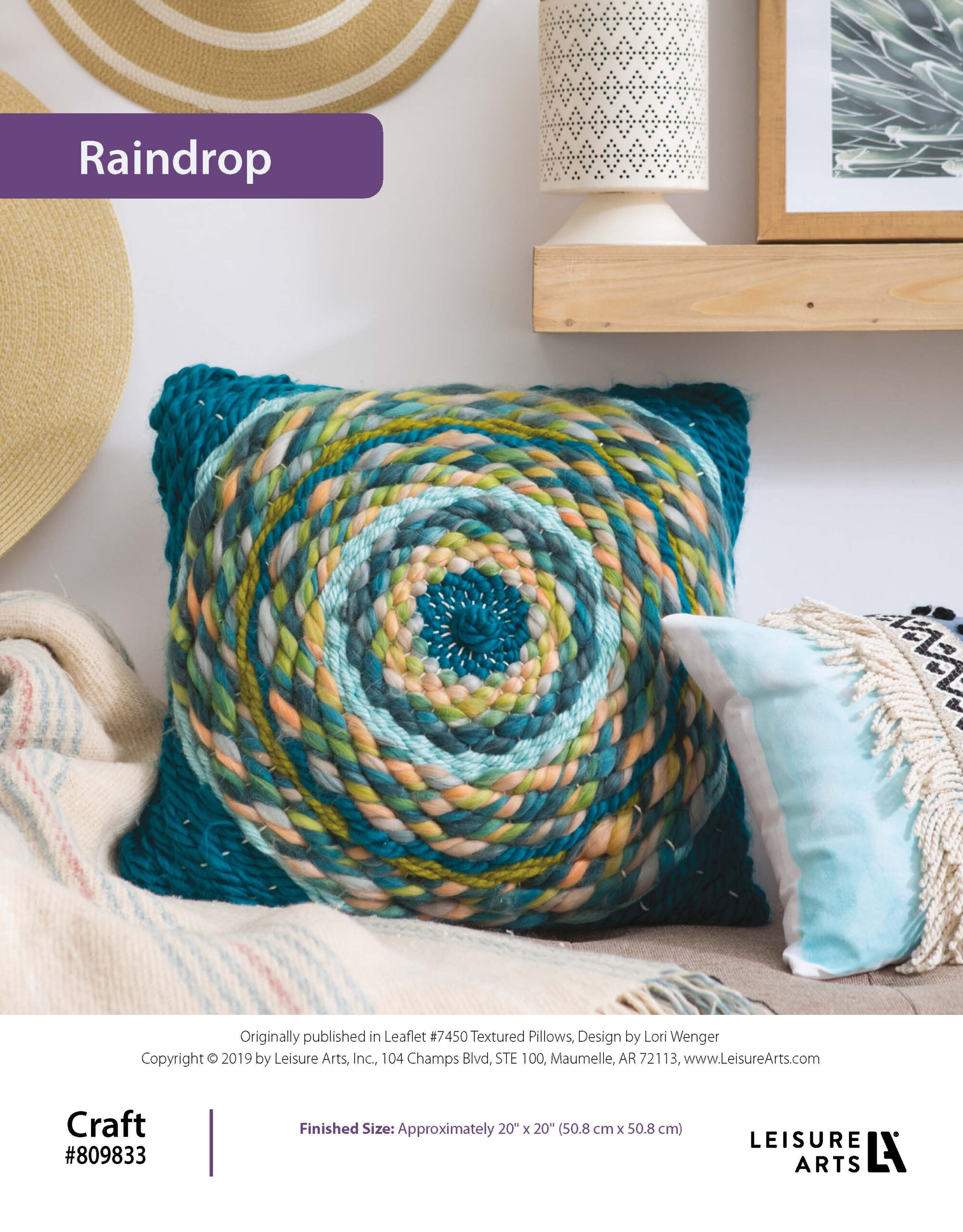 Leisure Arts DIY Textured Pillows Raindrop ePattern