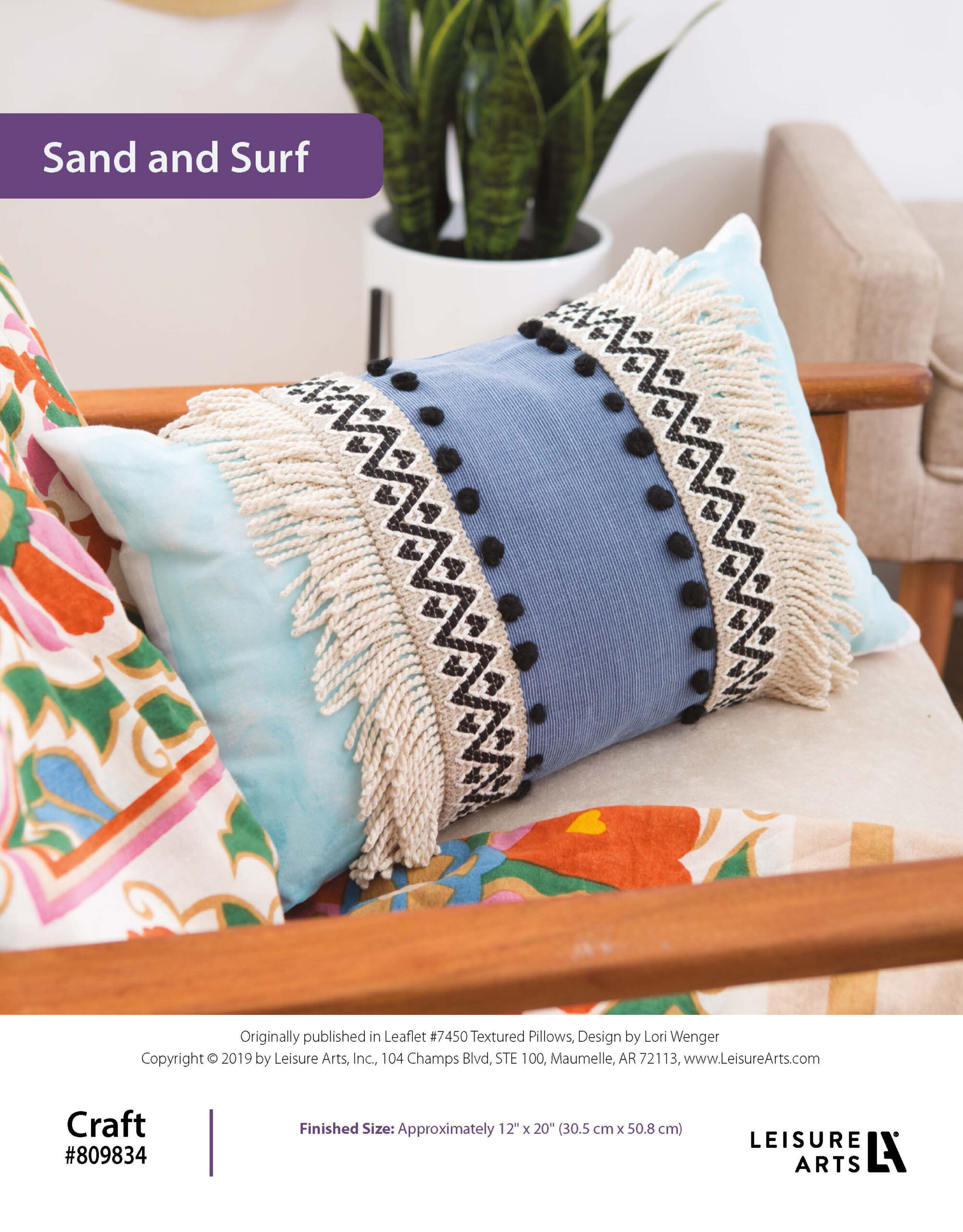 Leisure Arts DIY Textured Pillows Sand Surf ePattern