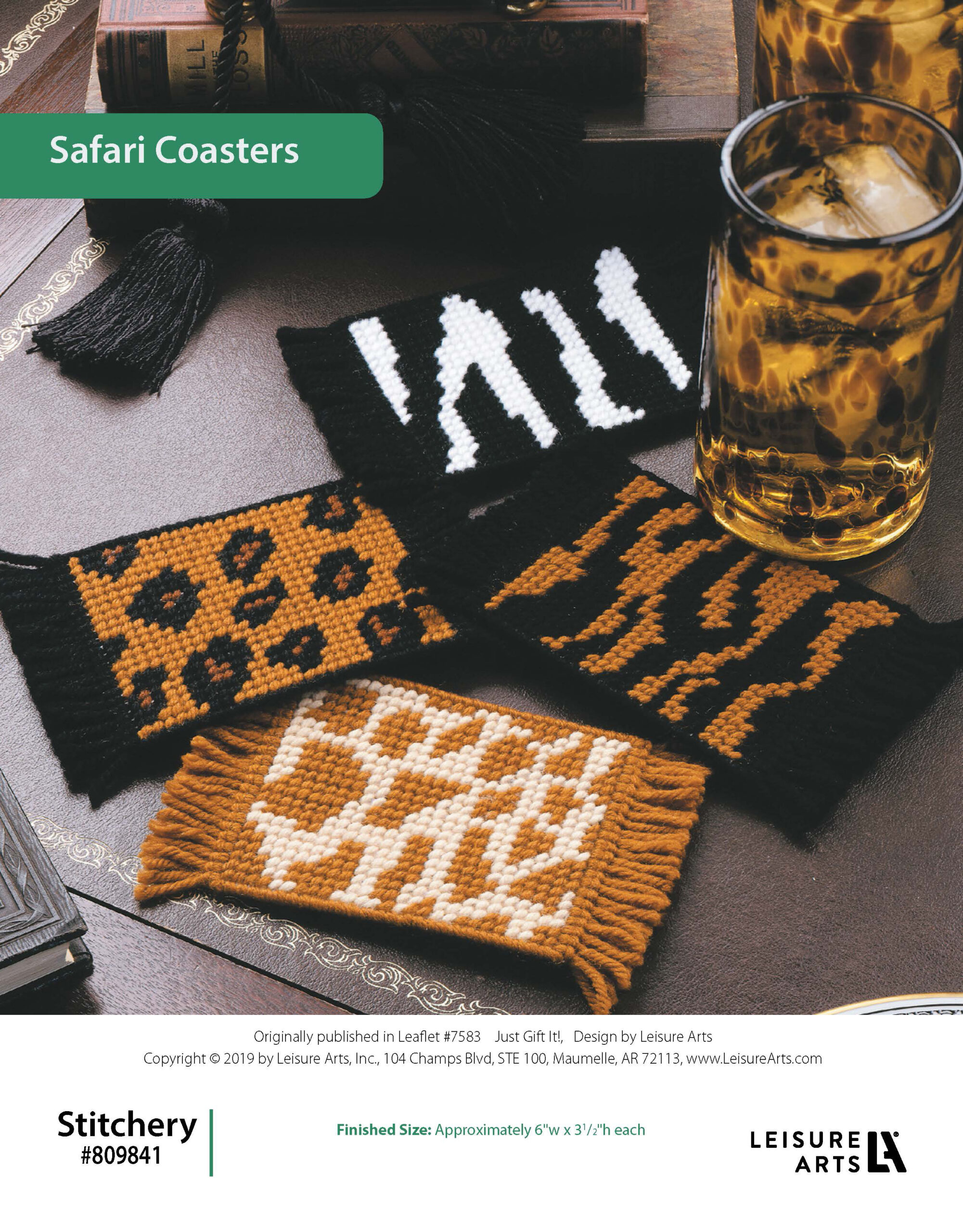 Leisure Arts Just Gift It Safari Coasters Plastic Canvas ePattern