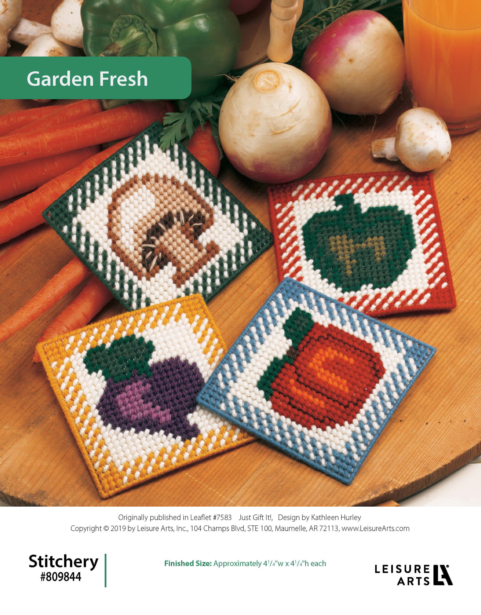 Leisure Arts Just Gift It Garden Fresh Coasters Plastic Canvas ePattern