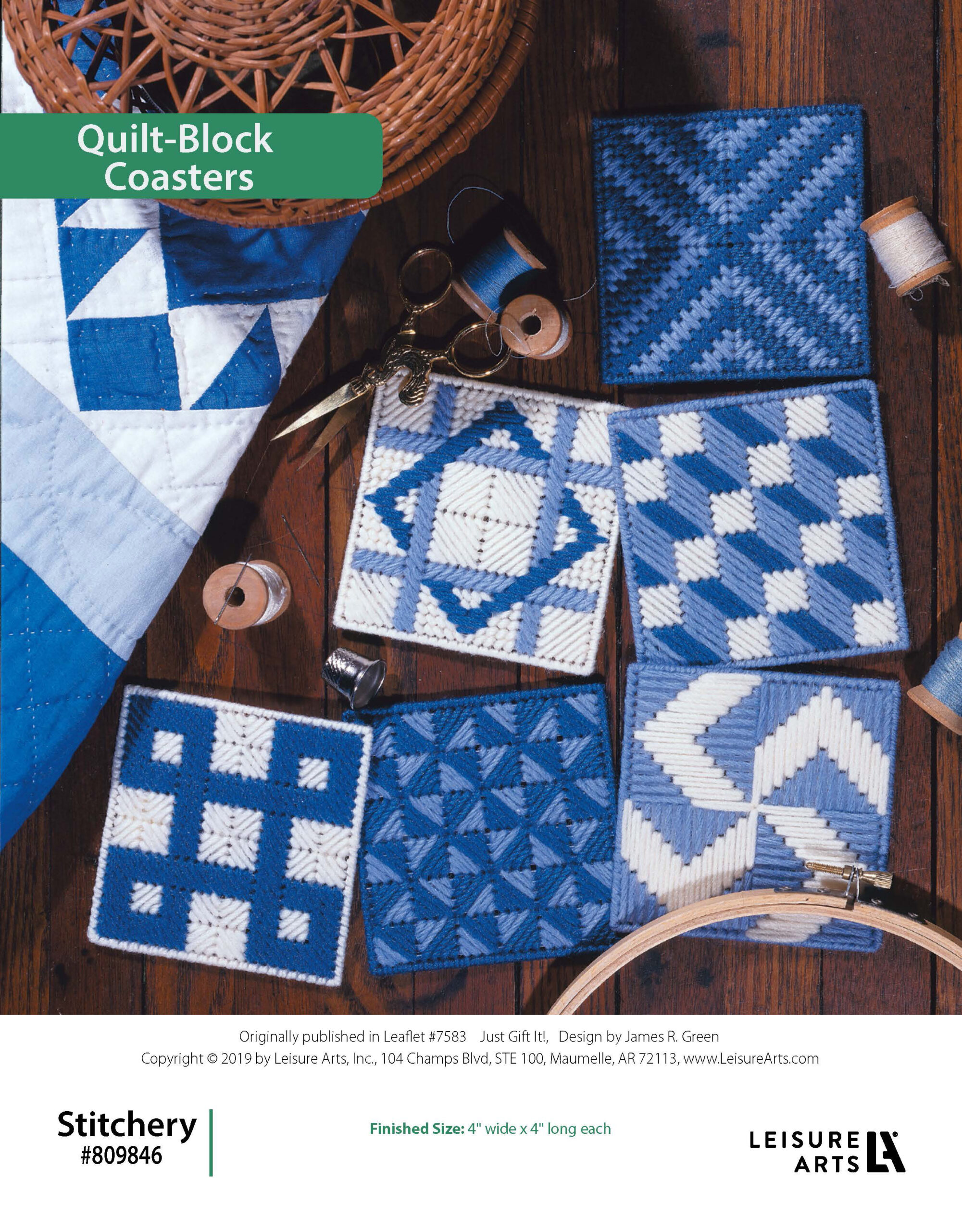Leisure Arts Just Gift It Quilt Block Coasters Plastic Canvas ePattern