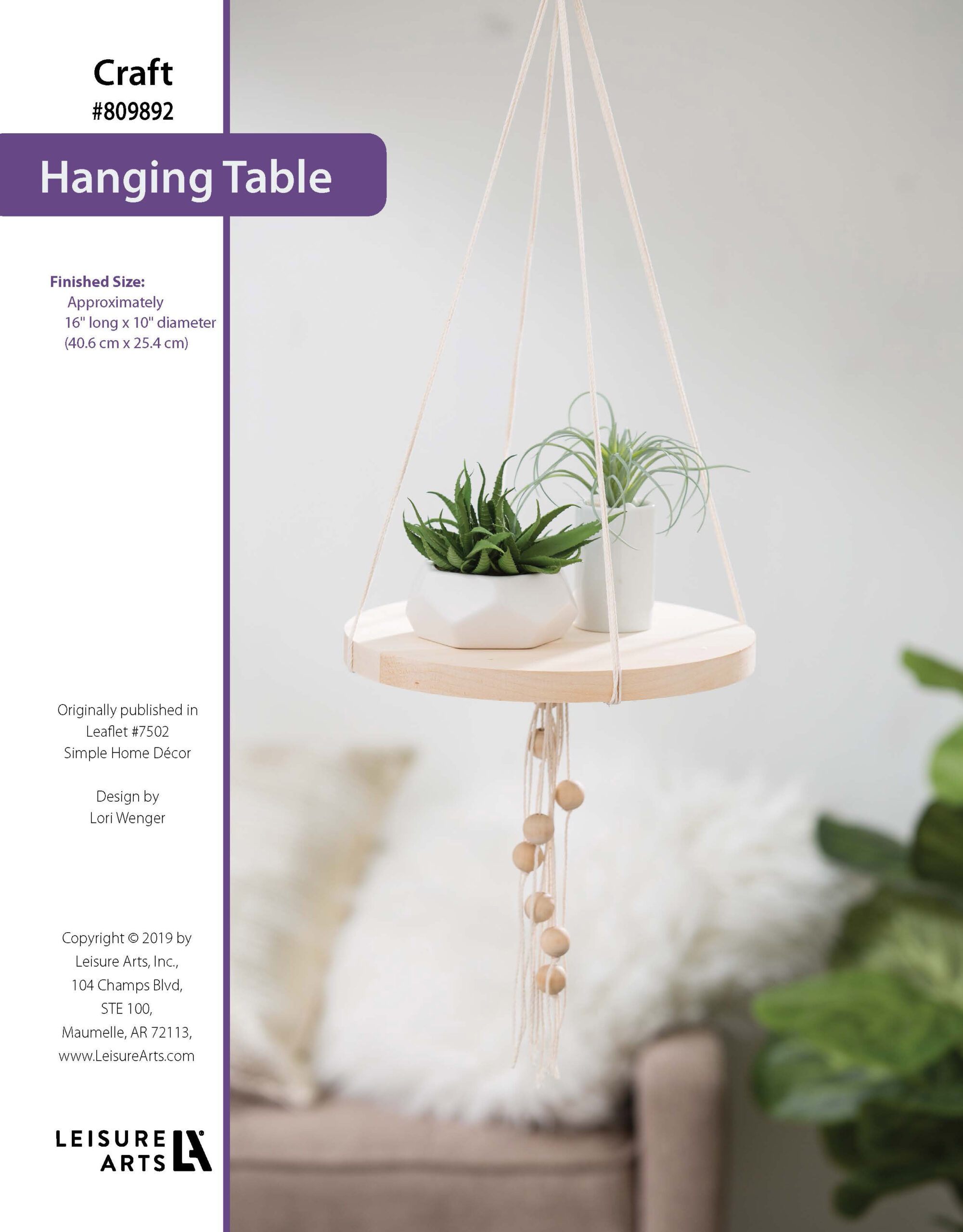 Leisure Arts ePattern Simple Home Decor Hanging Table