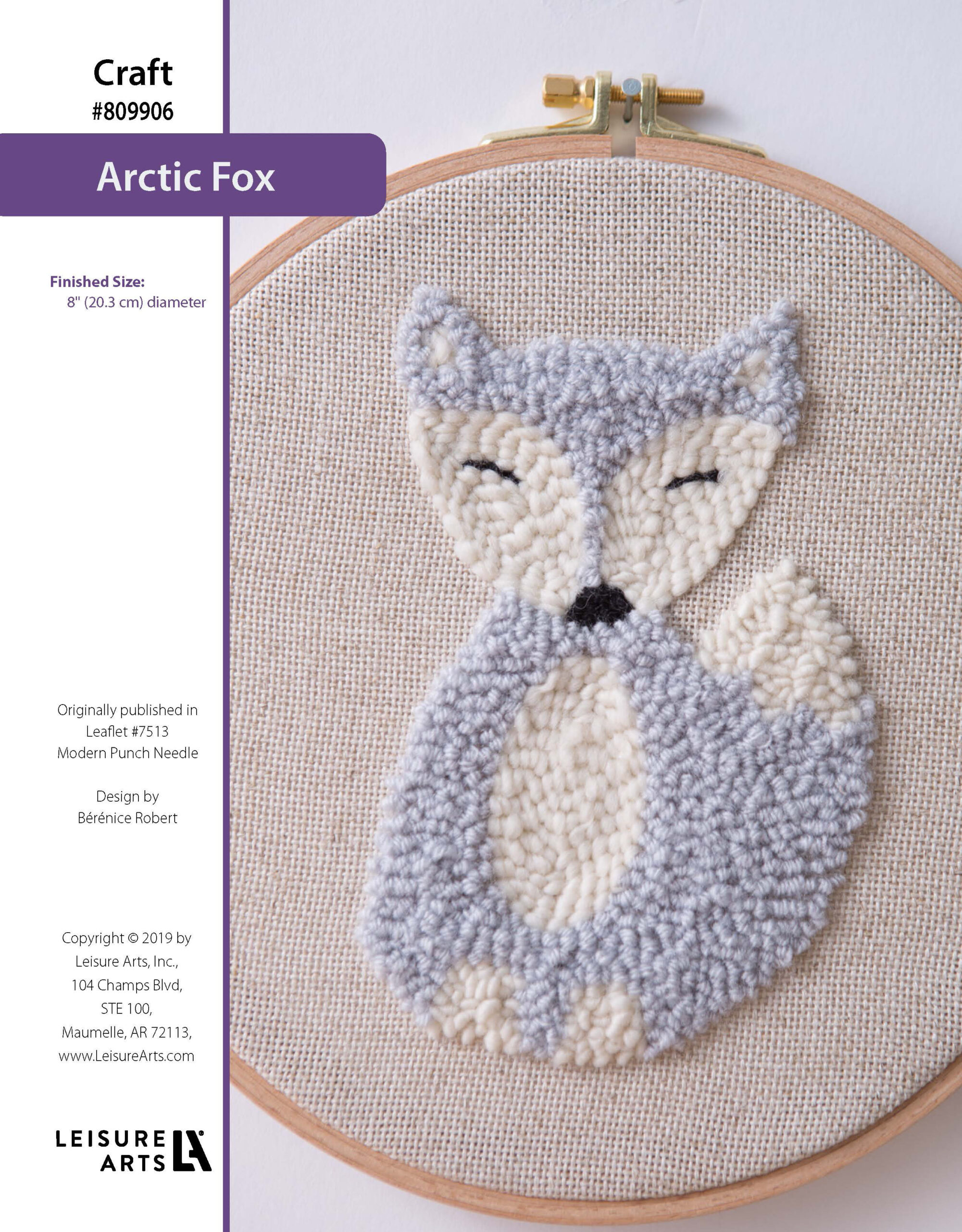 Leisure Arts Modern Punch Needle Arctic Fox Wall Hanging ePattern