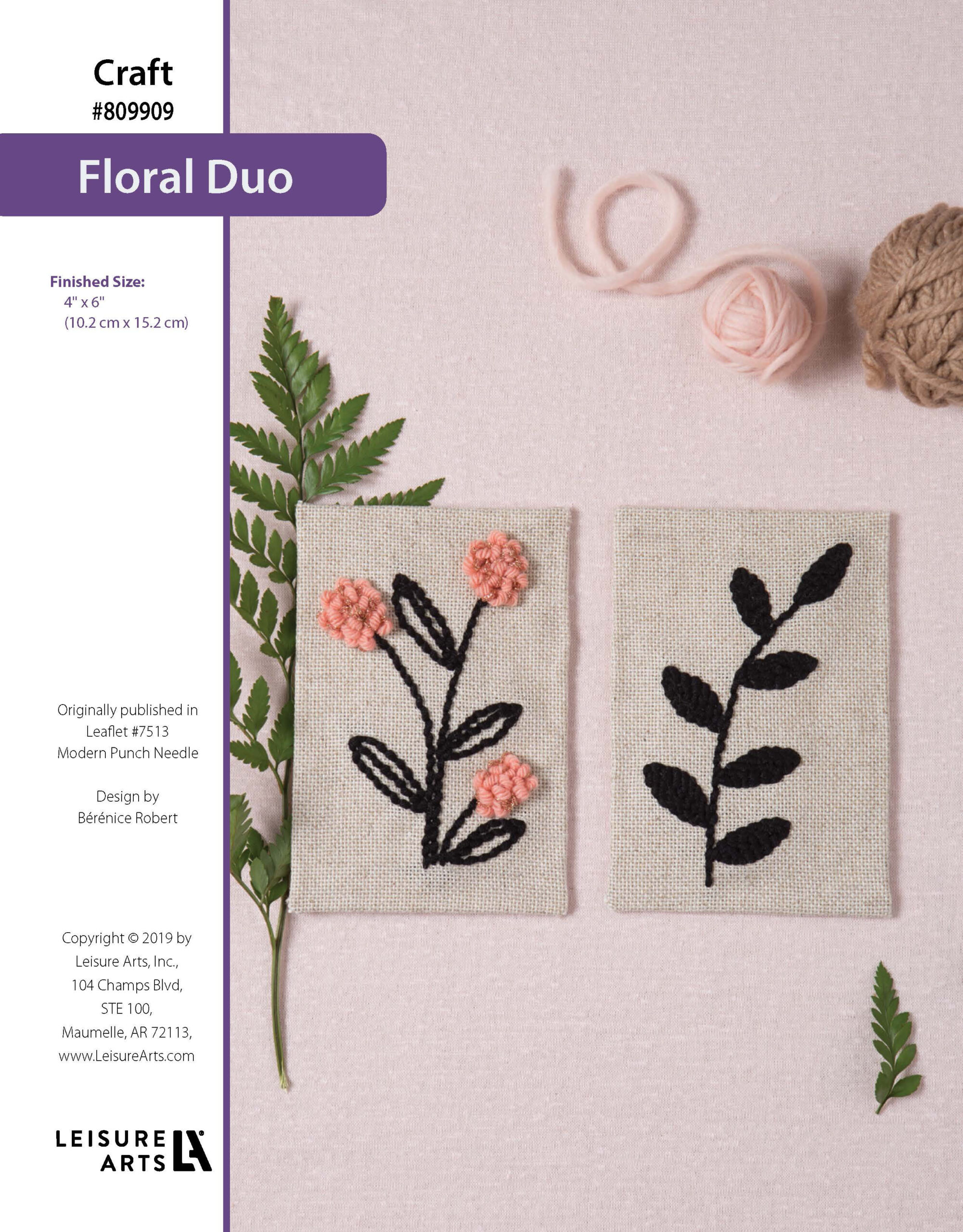 Leisure Arts Modern Punch Needle Floral Duo ePattern