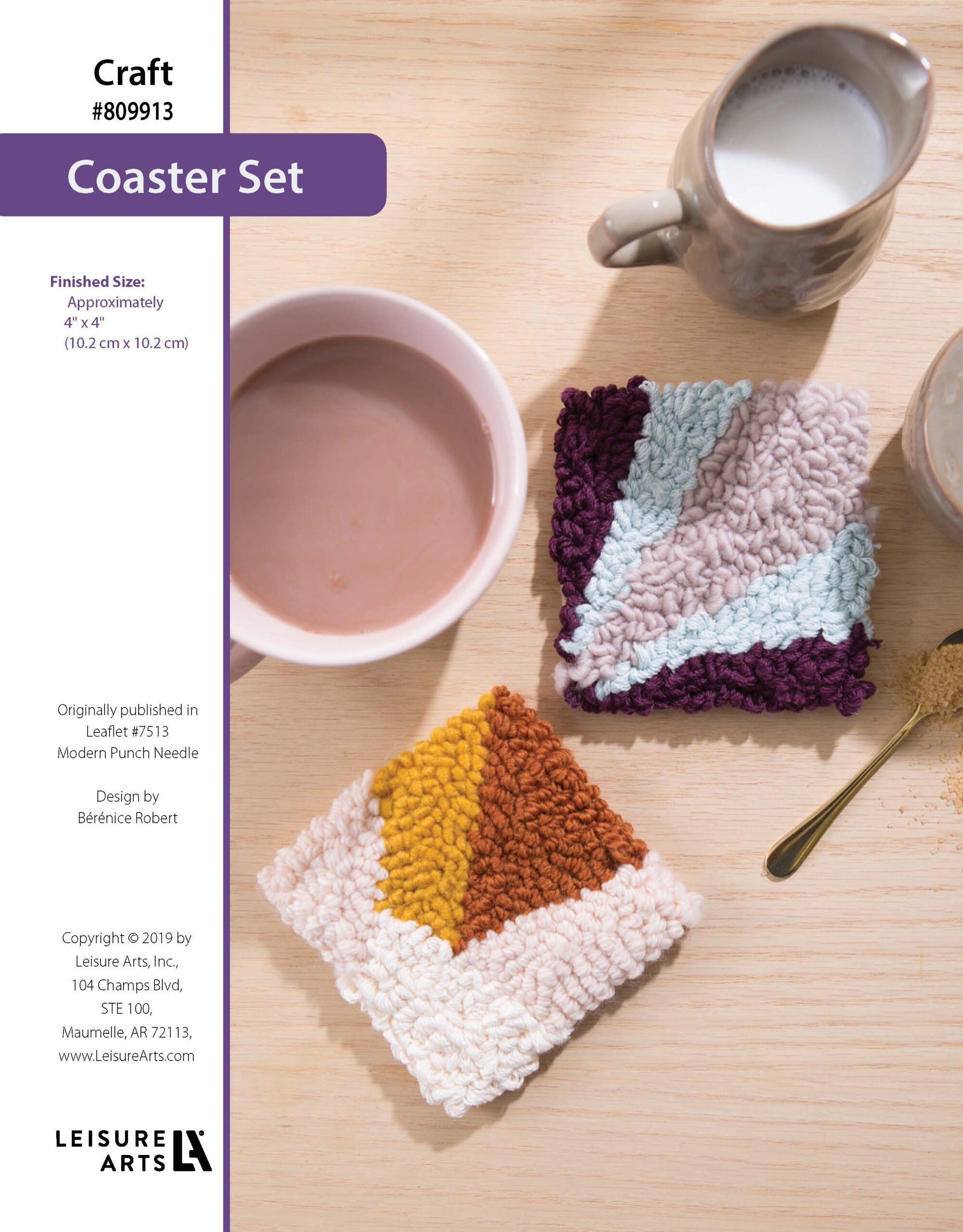 Leisure Arts Modern Punch Needle Coaster Set ePattern