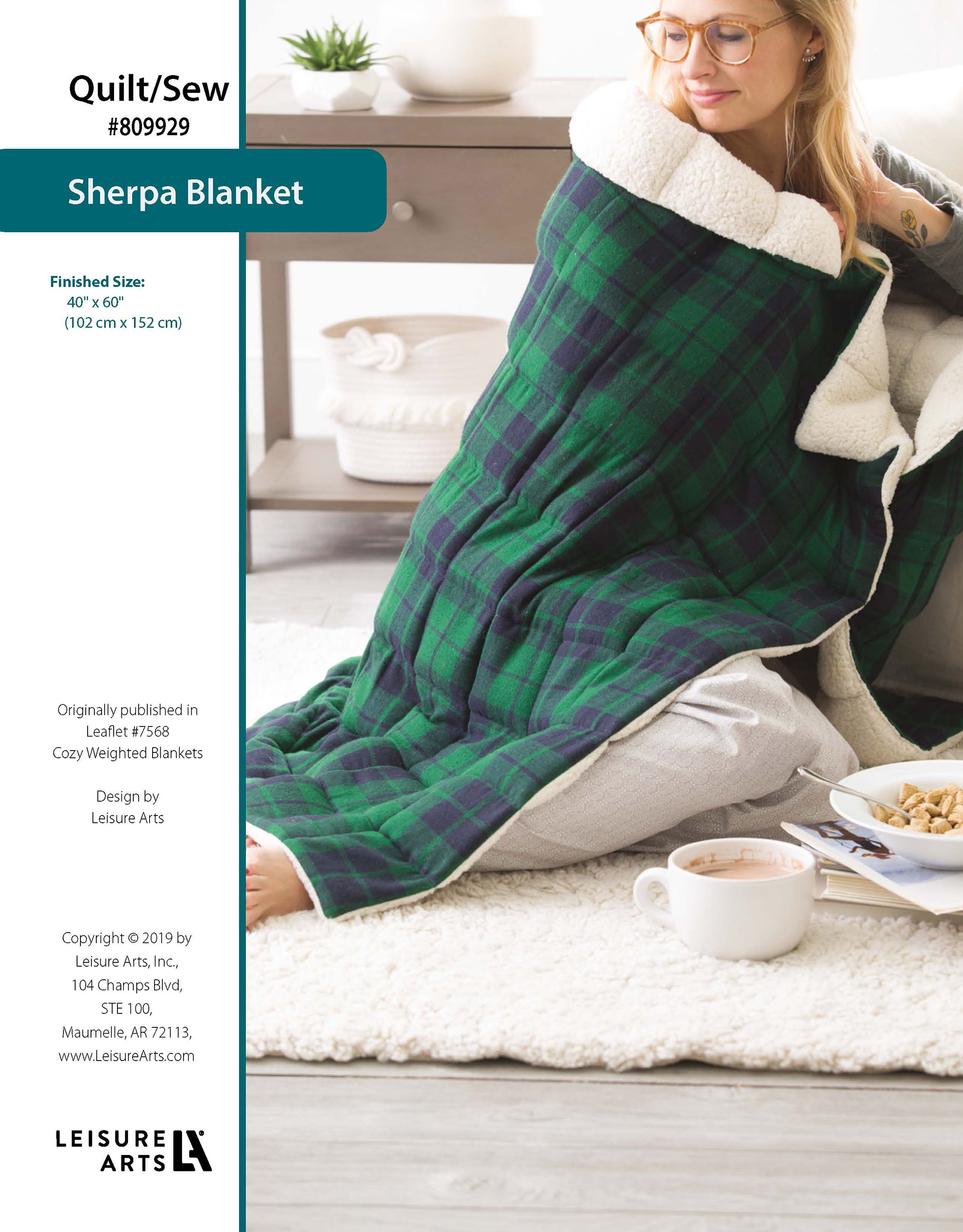Leisure Arts Cozy Weighted Sherpa Blanket Quilting Sewing ePattern