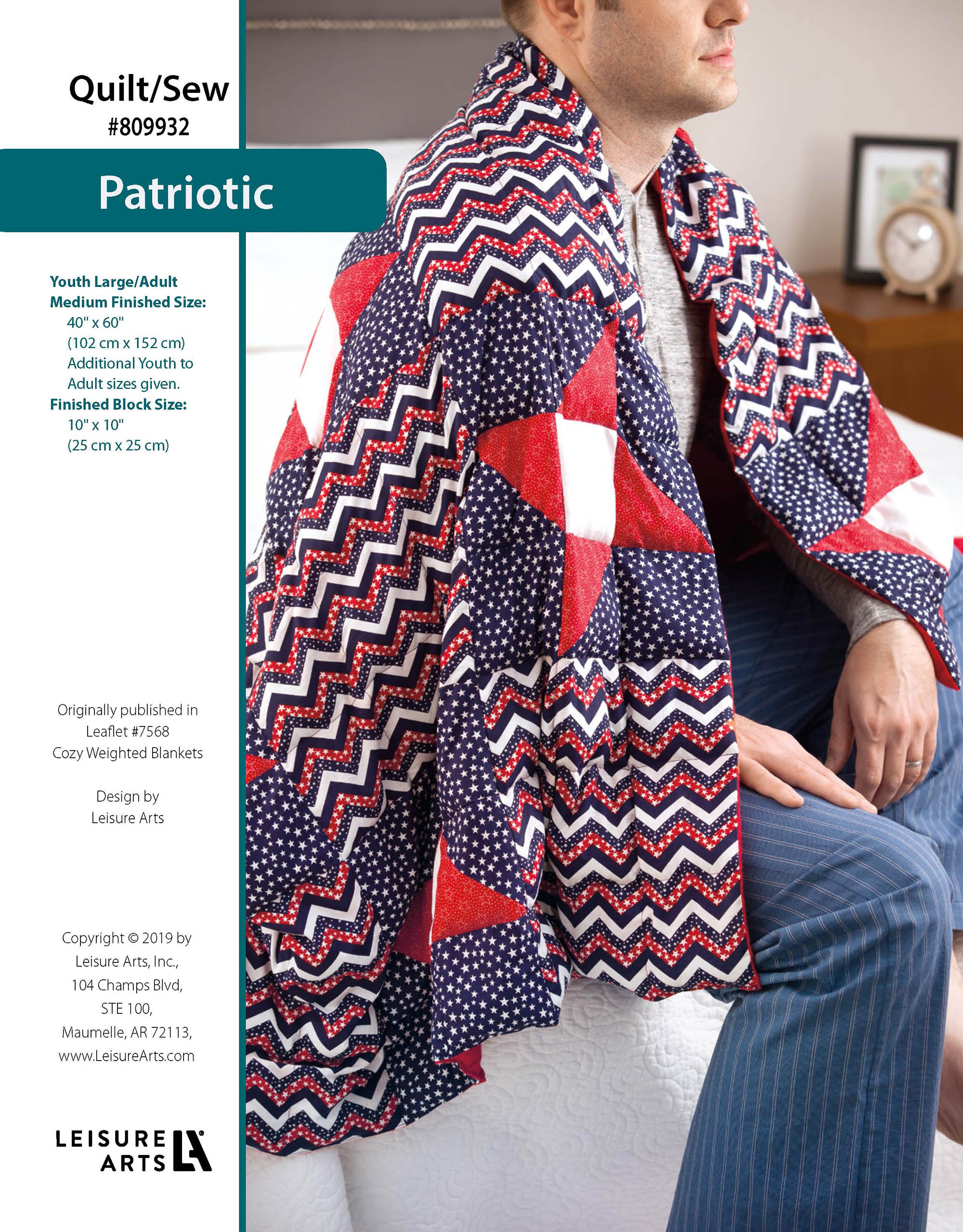 Leisure Arts Cozy Weighted Blanket Patriotic Quilting Sewing ePattern