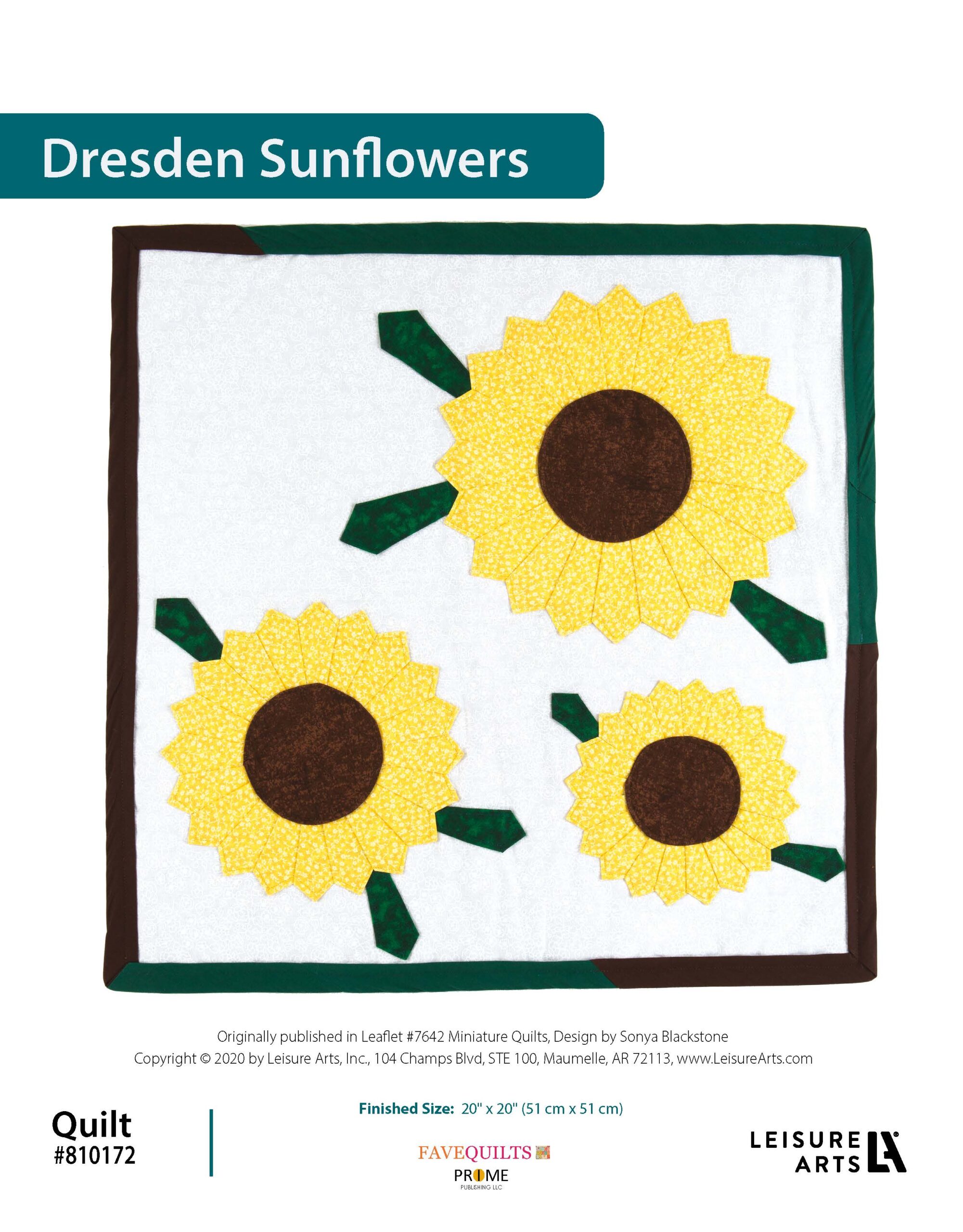 Leisure Arts Miniature Quilts Dresden Sunflowers ePattern