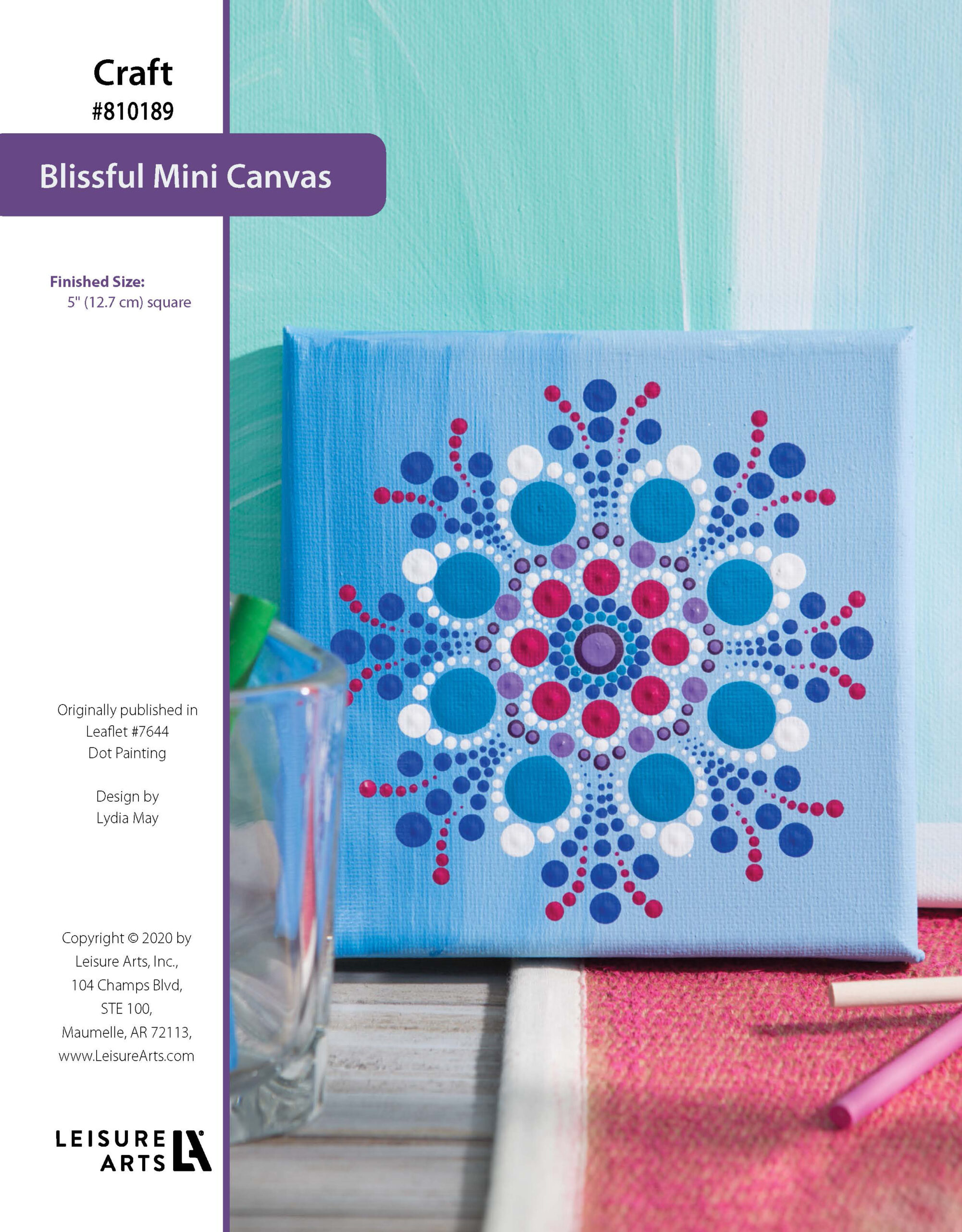 Leisure Arts Dot Painting Blissful Mini Canvas ePattern