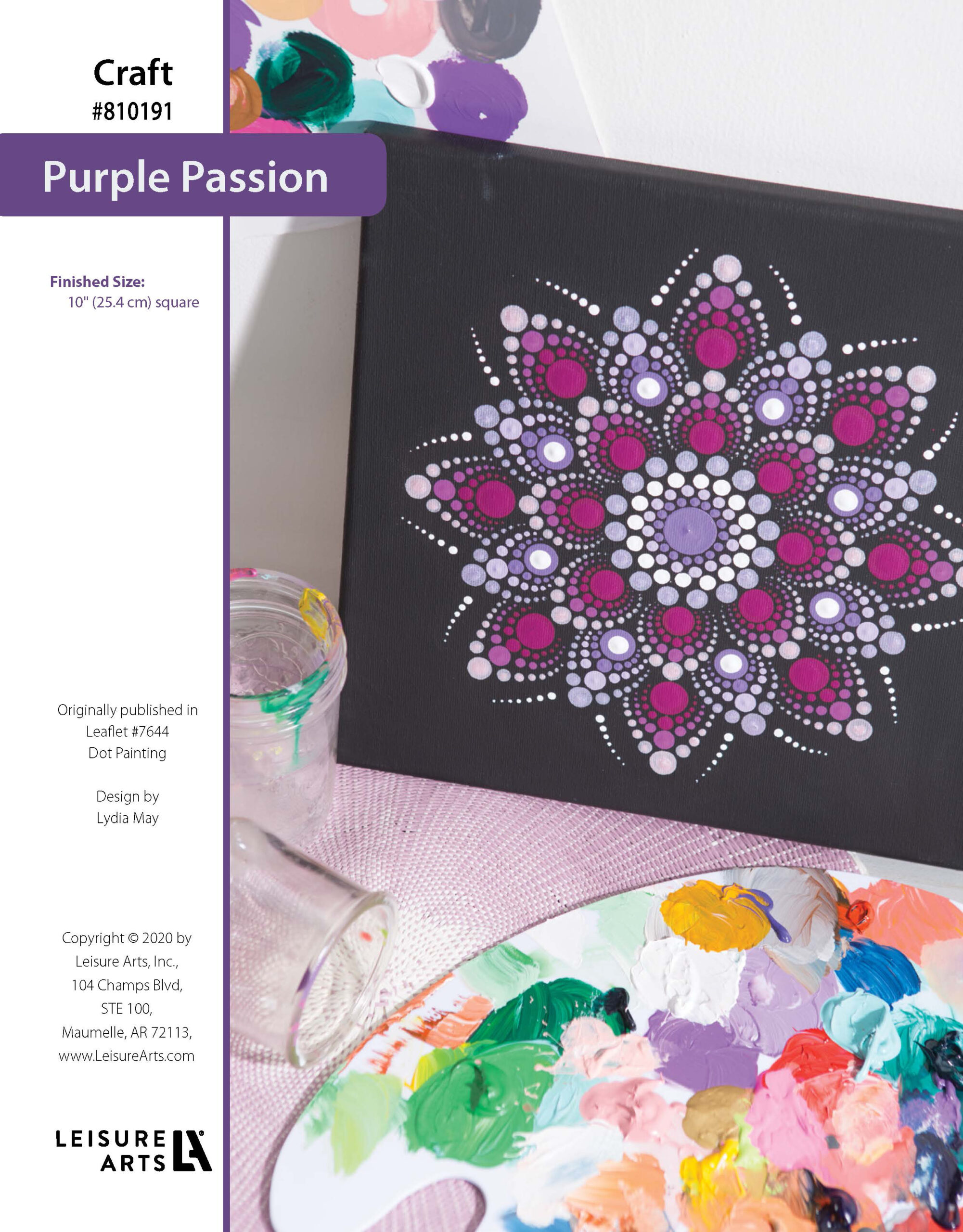 Leisure Arts Dot Painting Purple Passion Canvas ePattern