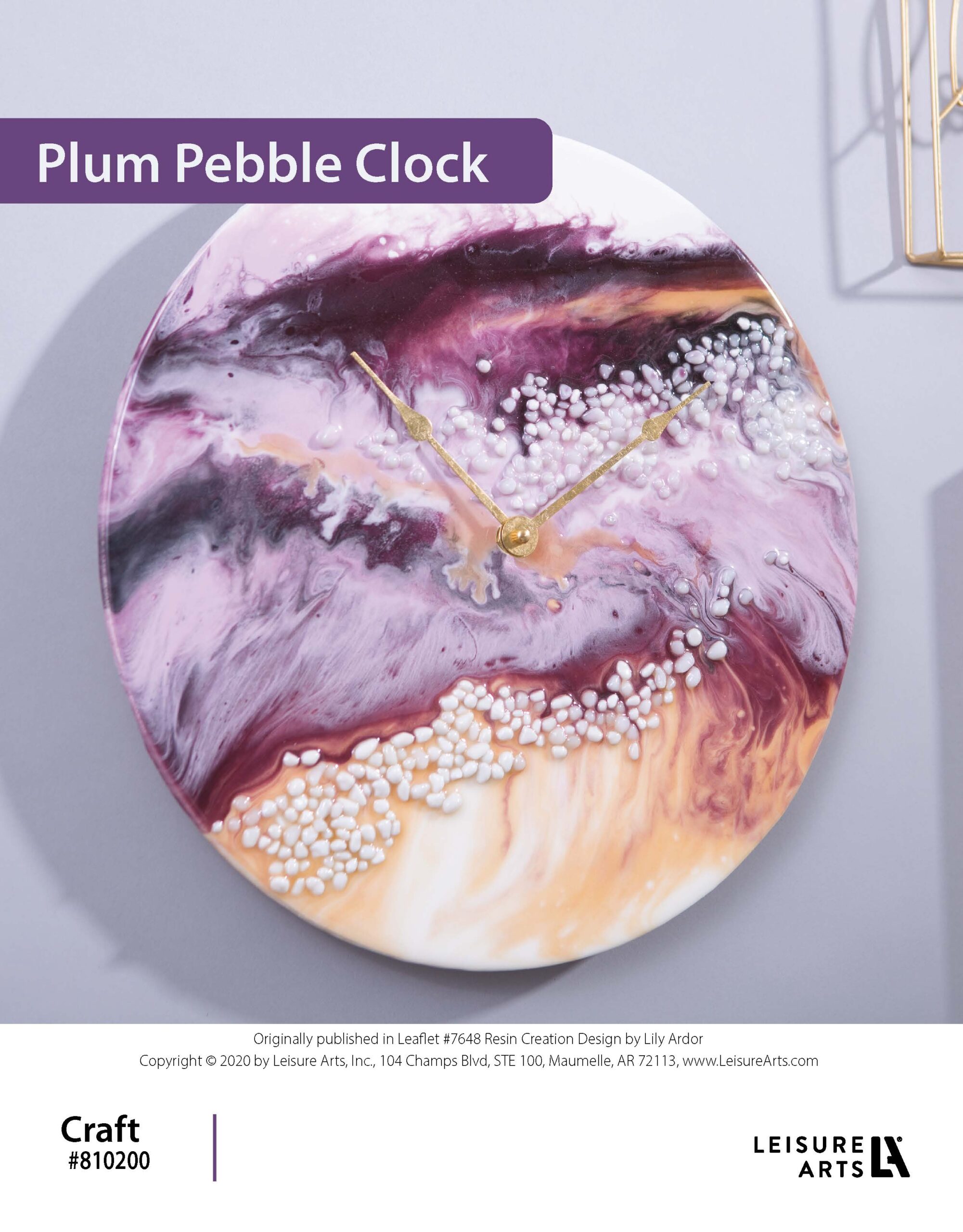 Leisure Arts Resin Creation Plum Pebble Clock ePattern