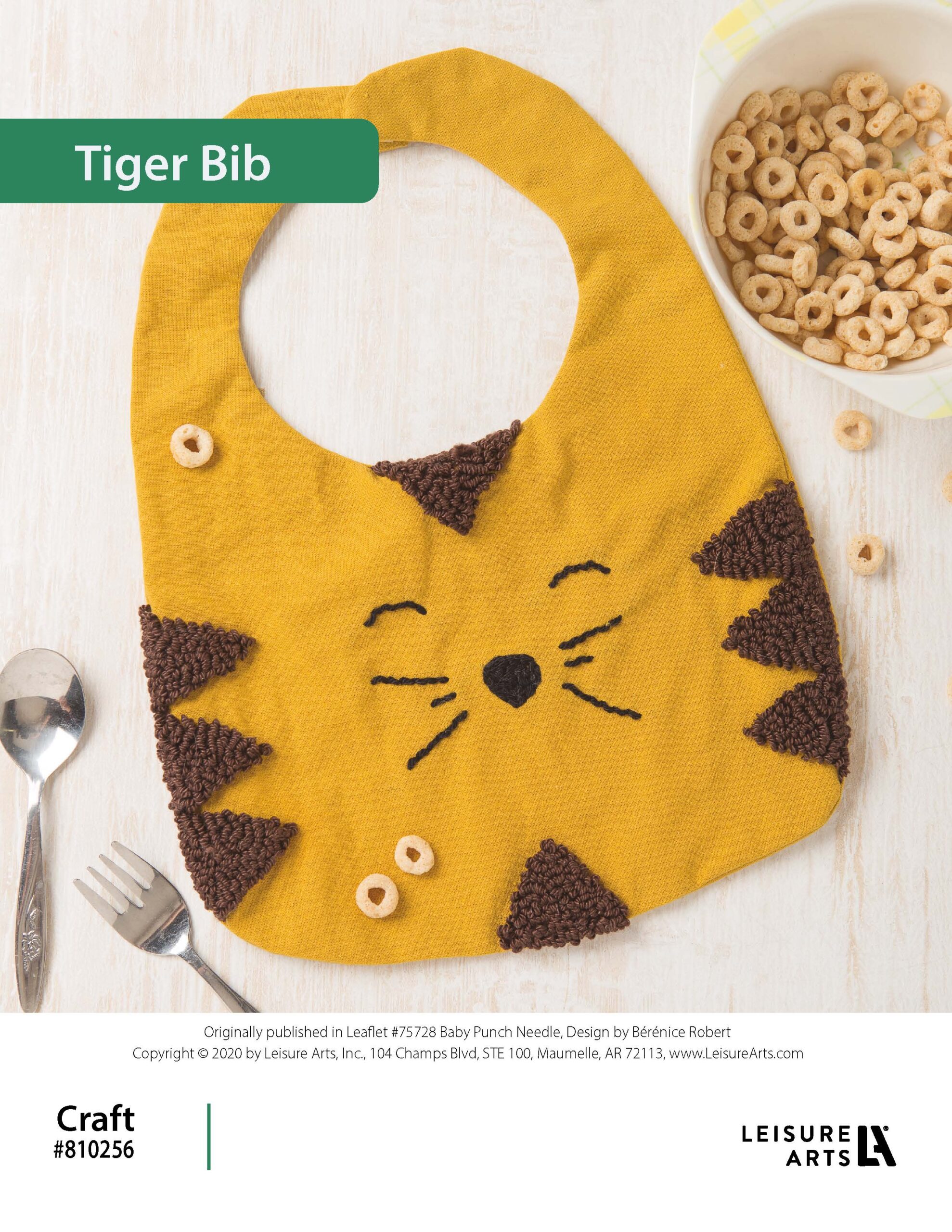 Leisure Arts Baby Punch Needle Tiger Bib ePattern
