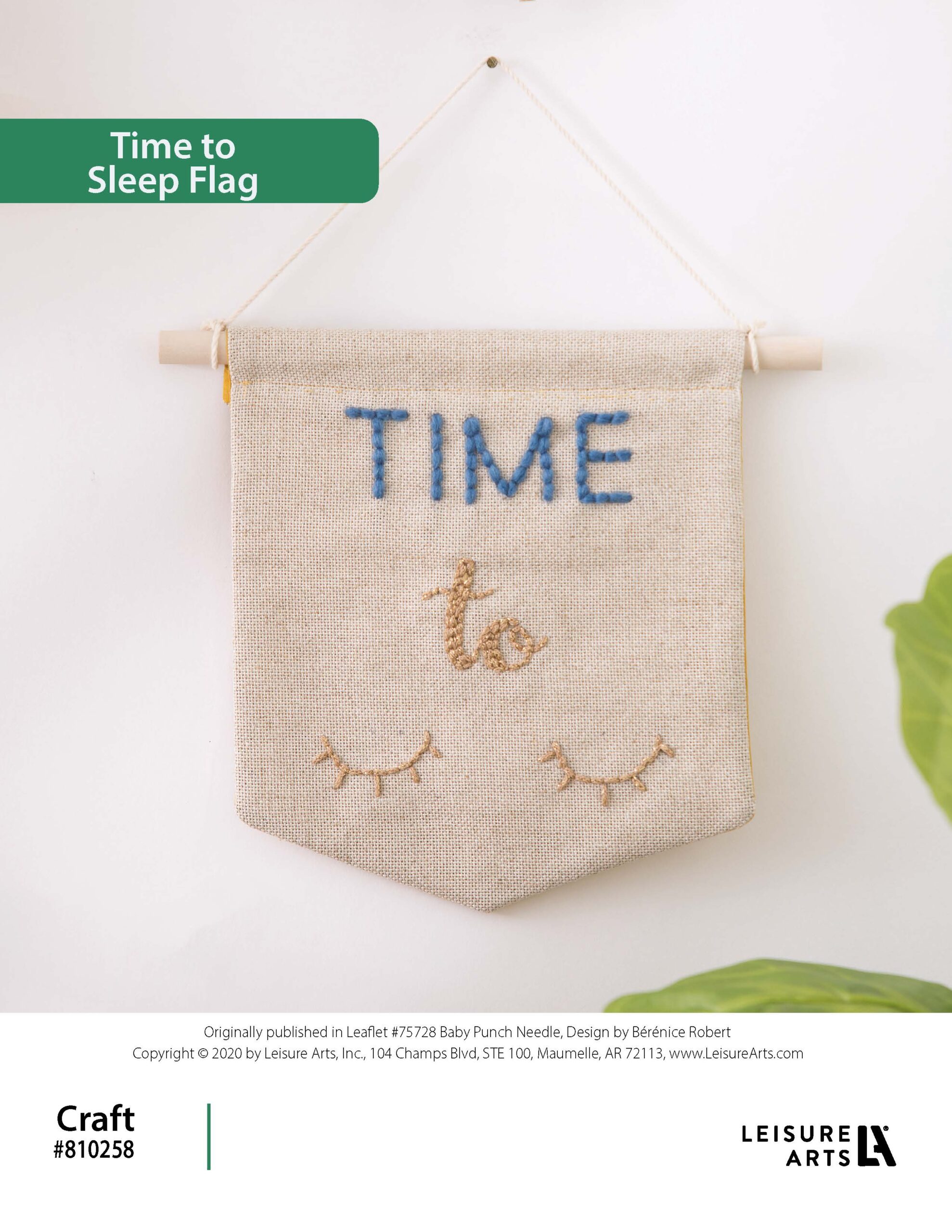 Leisure Arts Baby Punch Needle Time To Sleep Flag ePattern