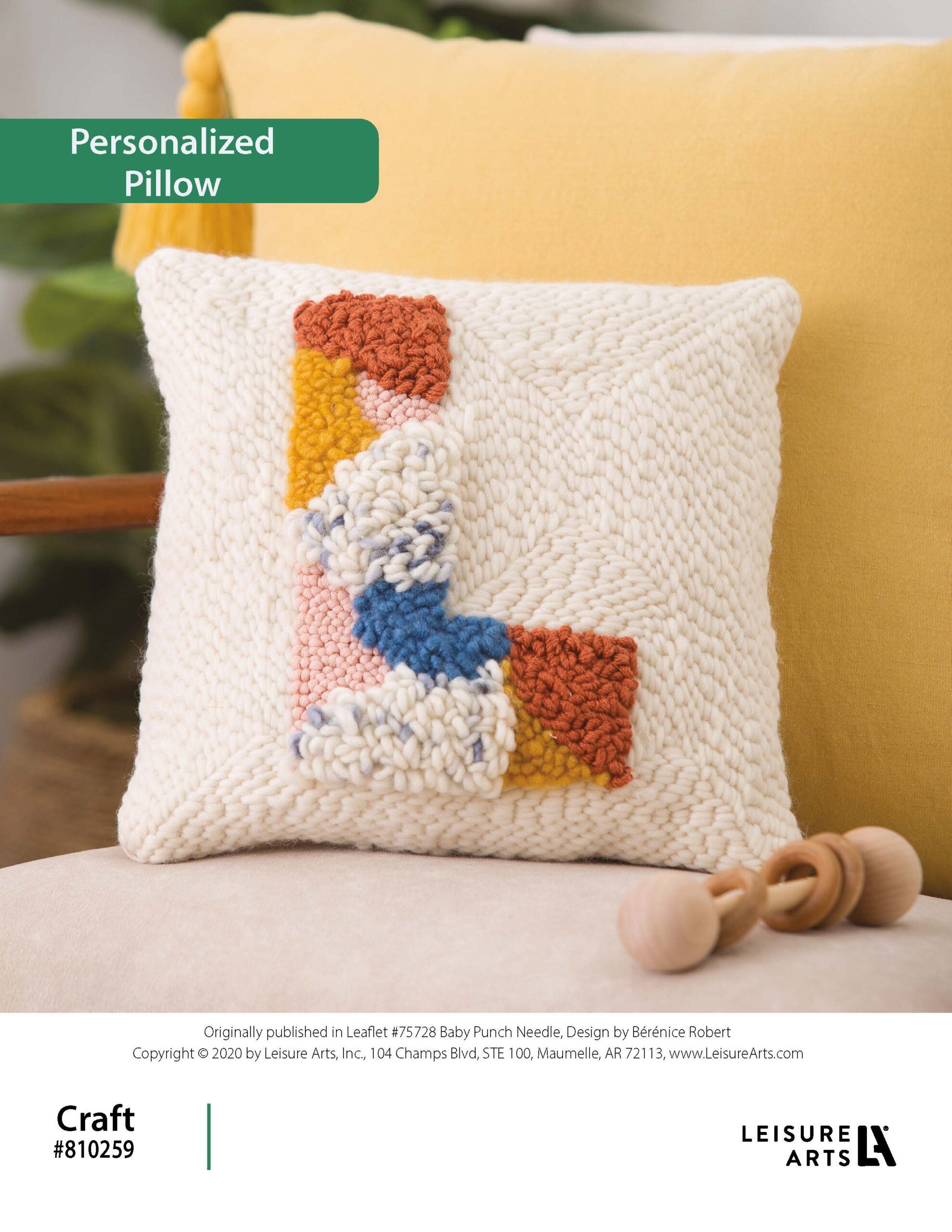 Leisure Arts Baby Punch Needle Personalized Pillow ePattern