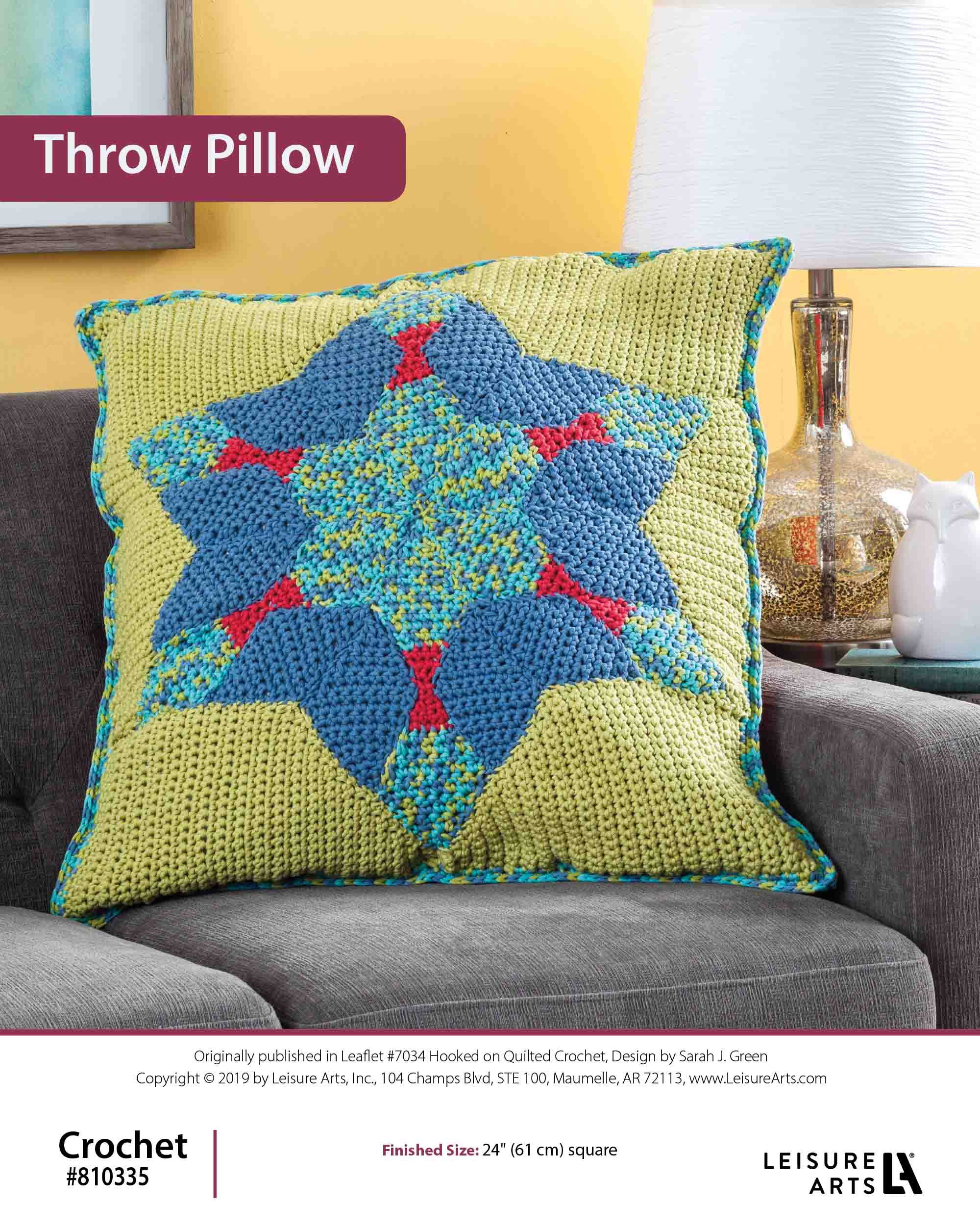 Leisure Arts Hooked On Quilted Crochet Throw Pillow ePattern