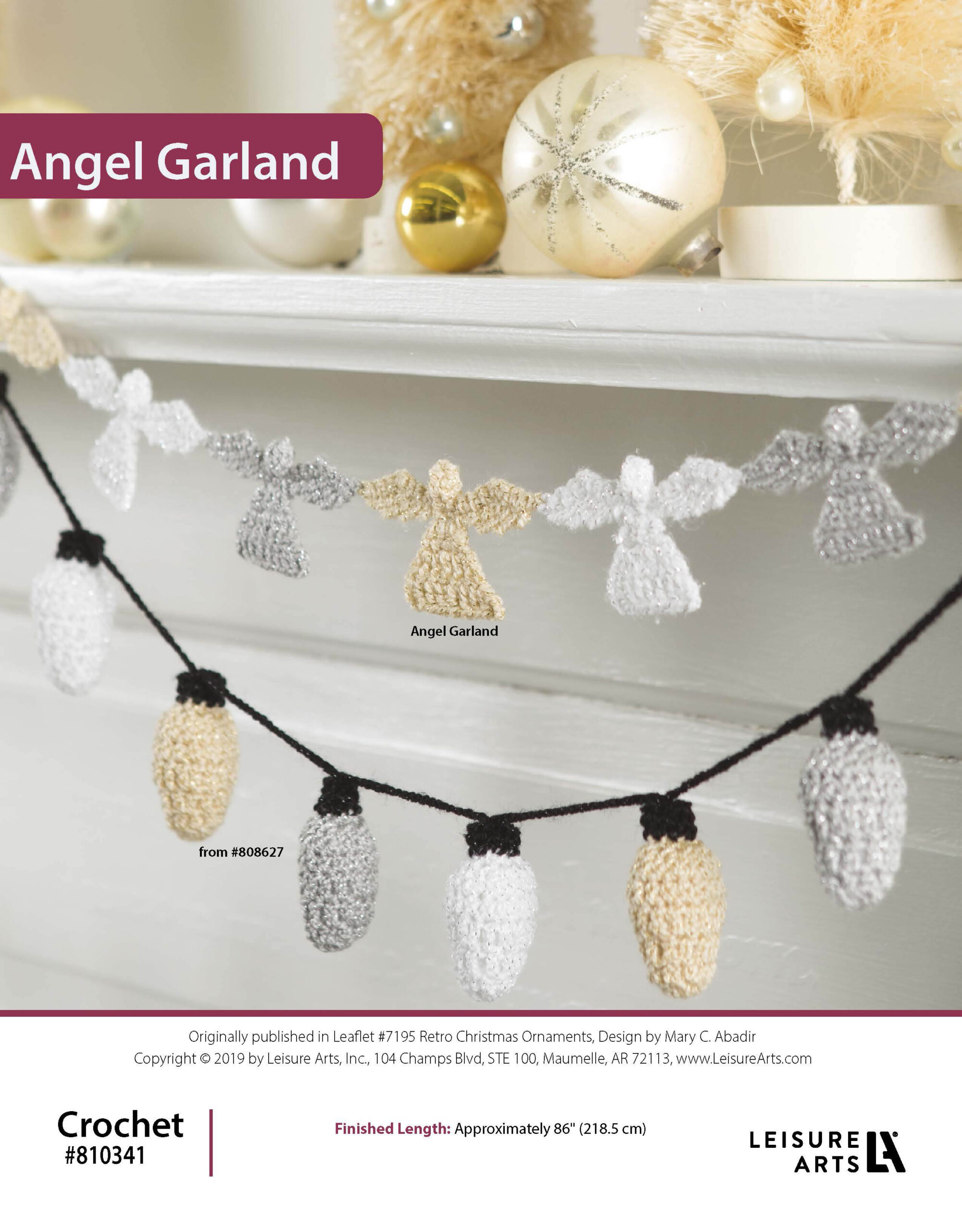 Leisure Arts Retro Christmas Ornaments Angel Garland Crochet ePattern