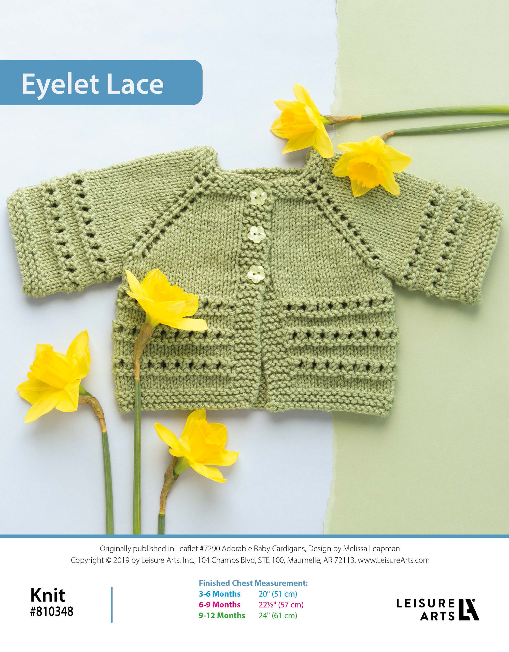 Leisure Arts Adorable Baby Cardigans Eyelet Lace Knit ePattern