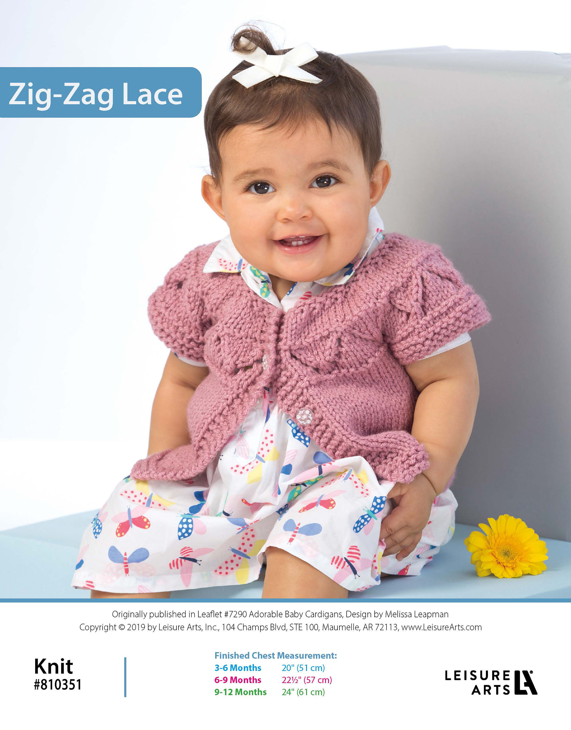 Leisure Arts Adorable Baby Cardigans ZigZag Lace Knit ePattern