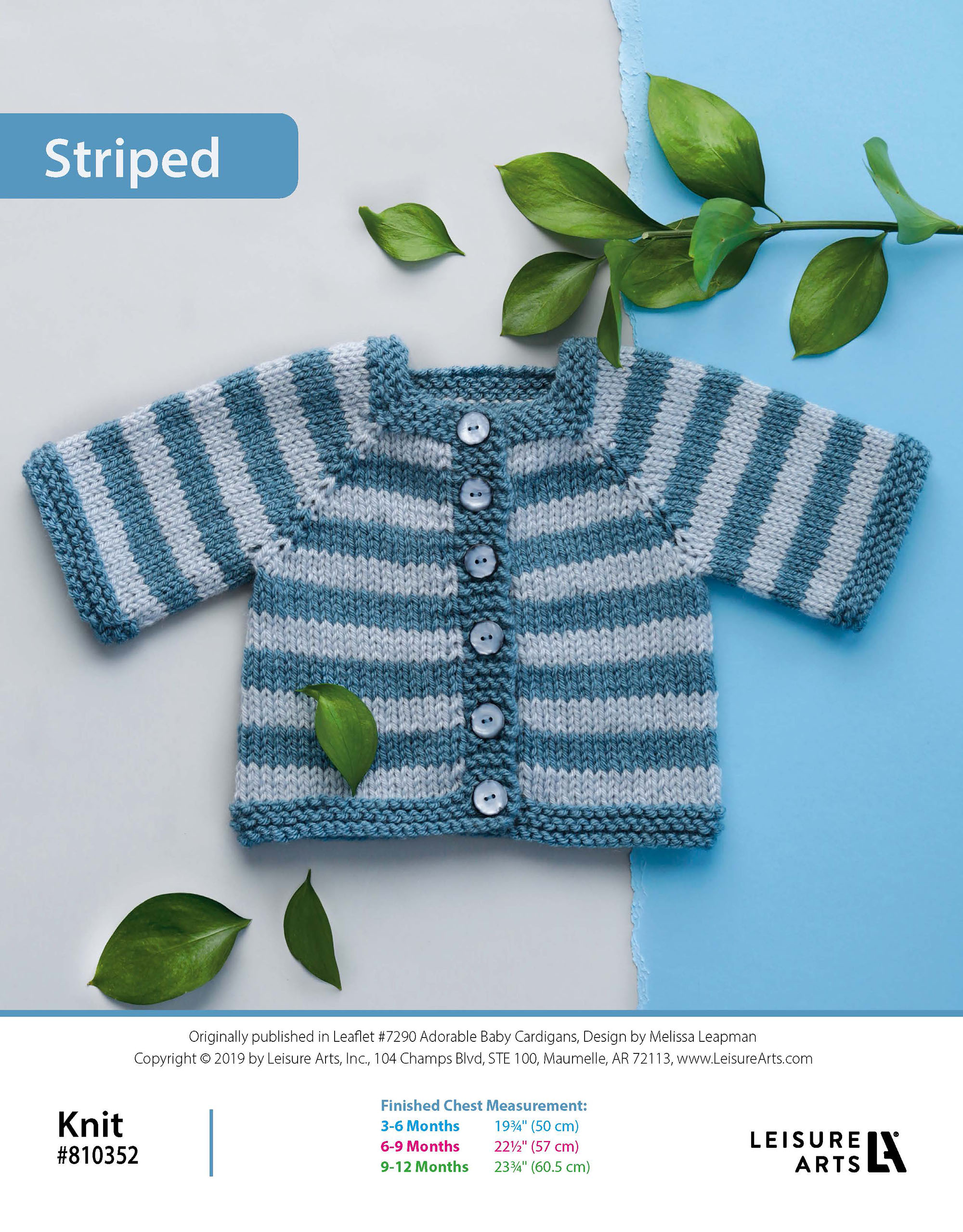 Leisure Arts Adorable Baby Cardigans Striped Knit ePattern