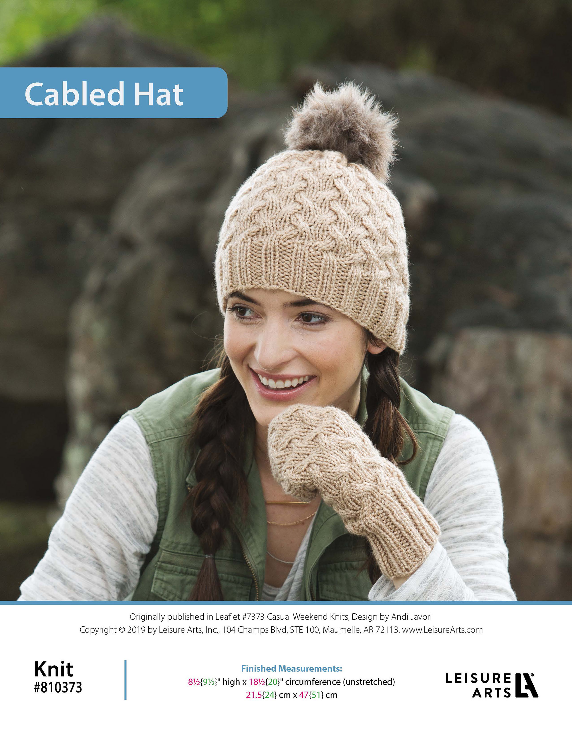 Leisure Arts Casual Weekend Knits Cabled Hat ePattern