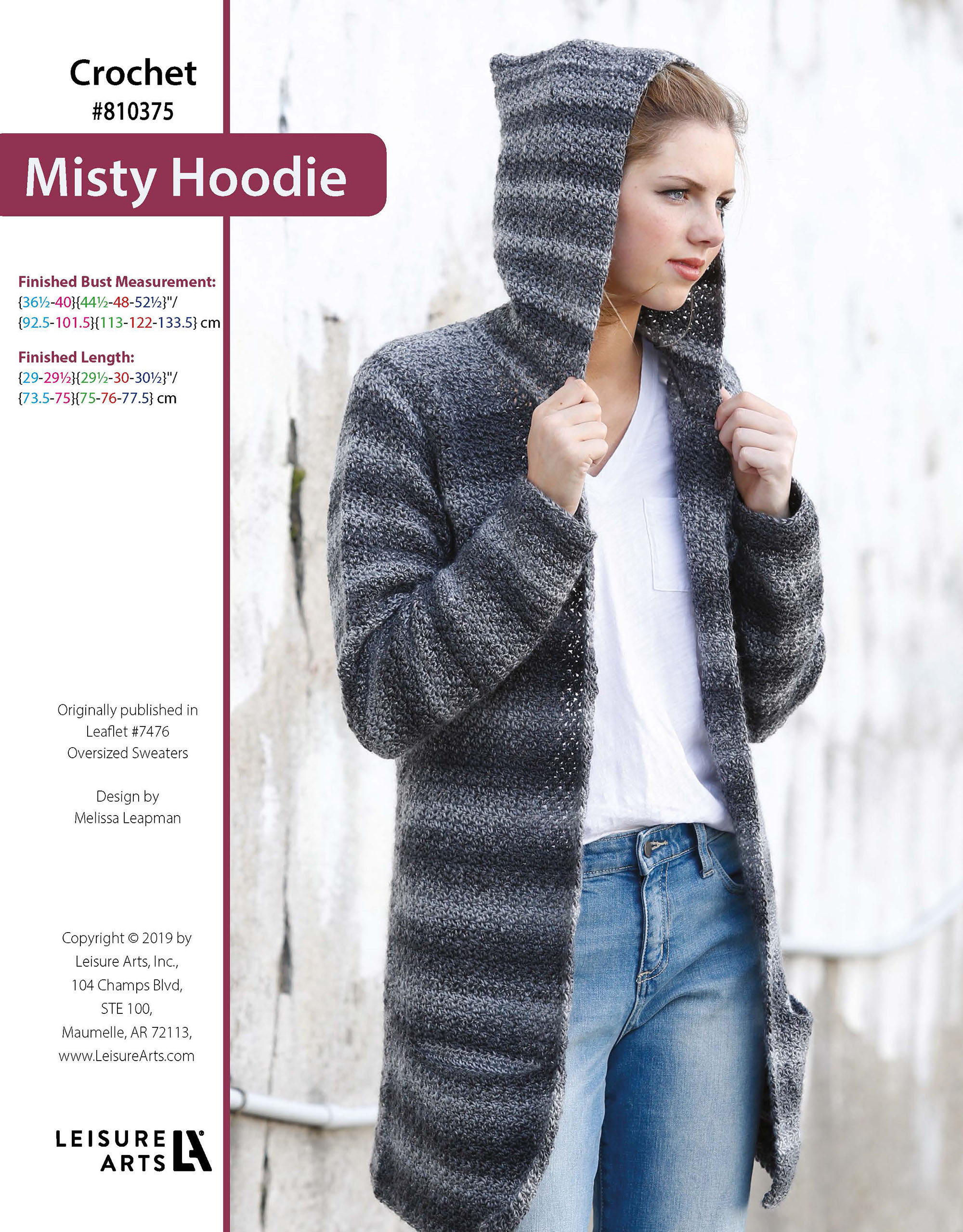 Leisure Arts Oversized Sweaters Misty Hoodie Crochet ePattern