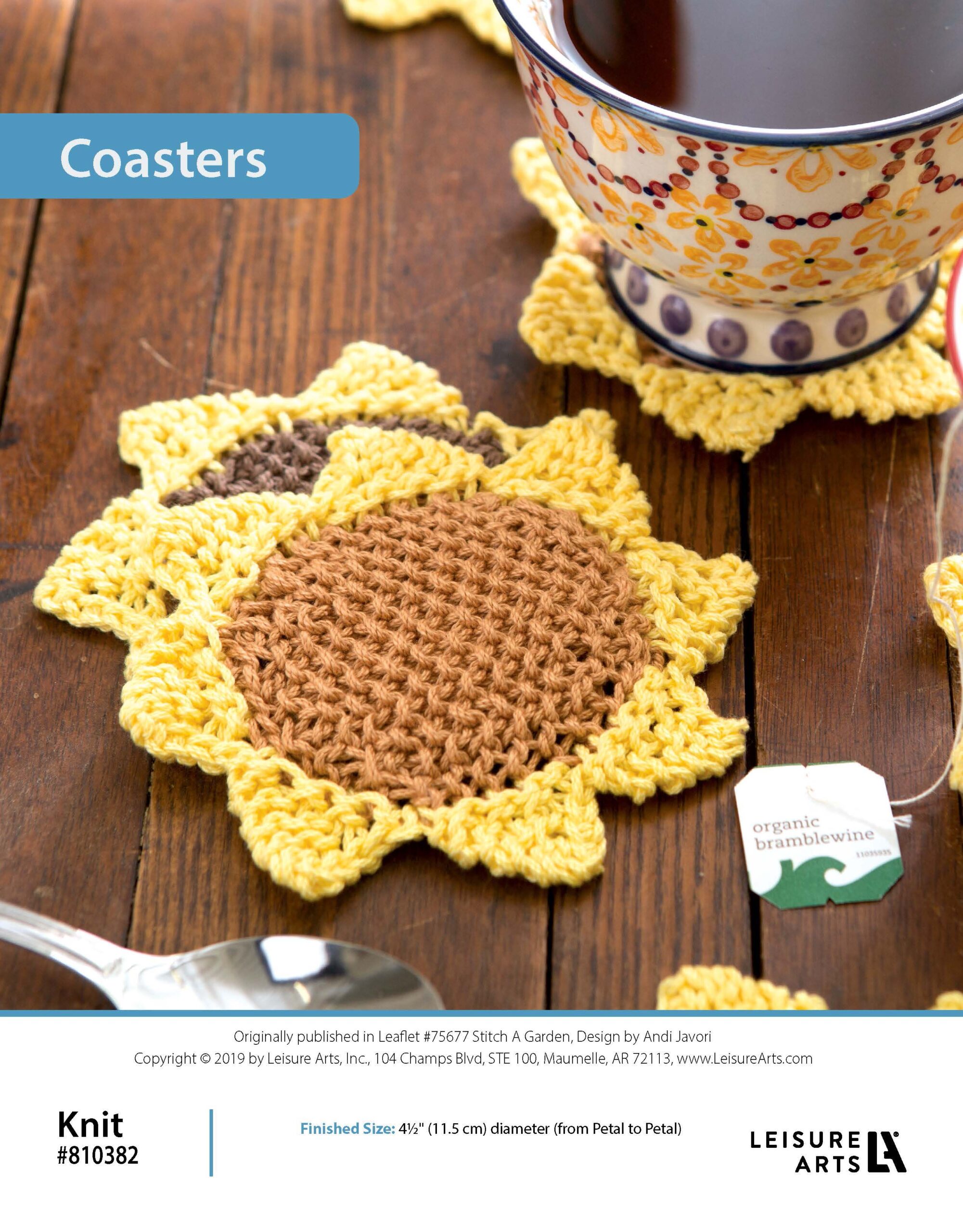 Leisure Arts Stitch A Garden Coasters Knit ePattern