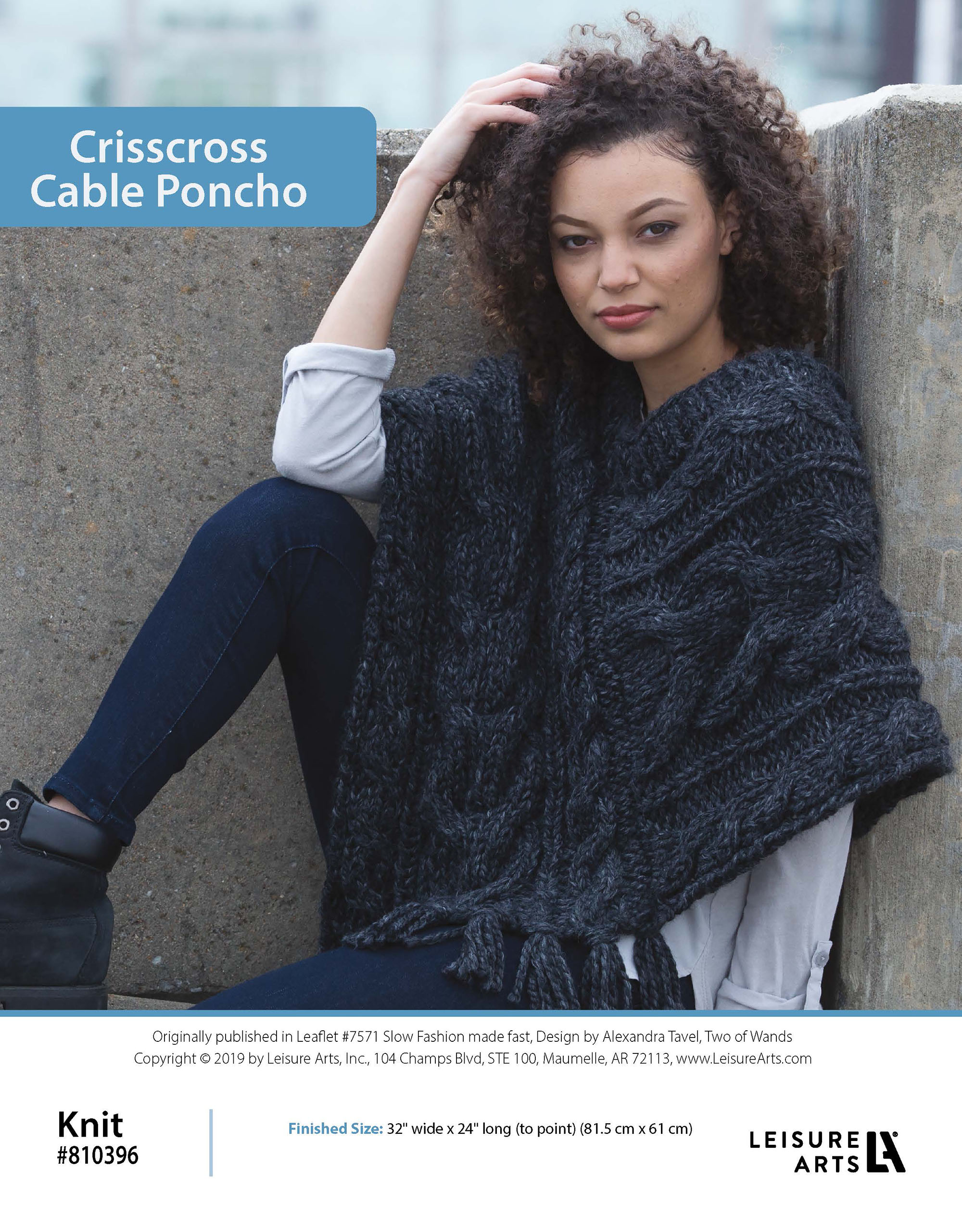 Leisure Arts Slow Fashion Made Fast Crisscross Cable Poncho Knit ePattern