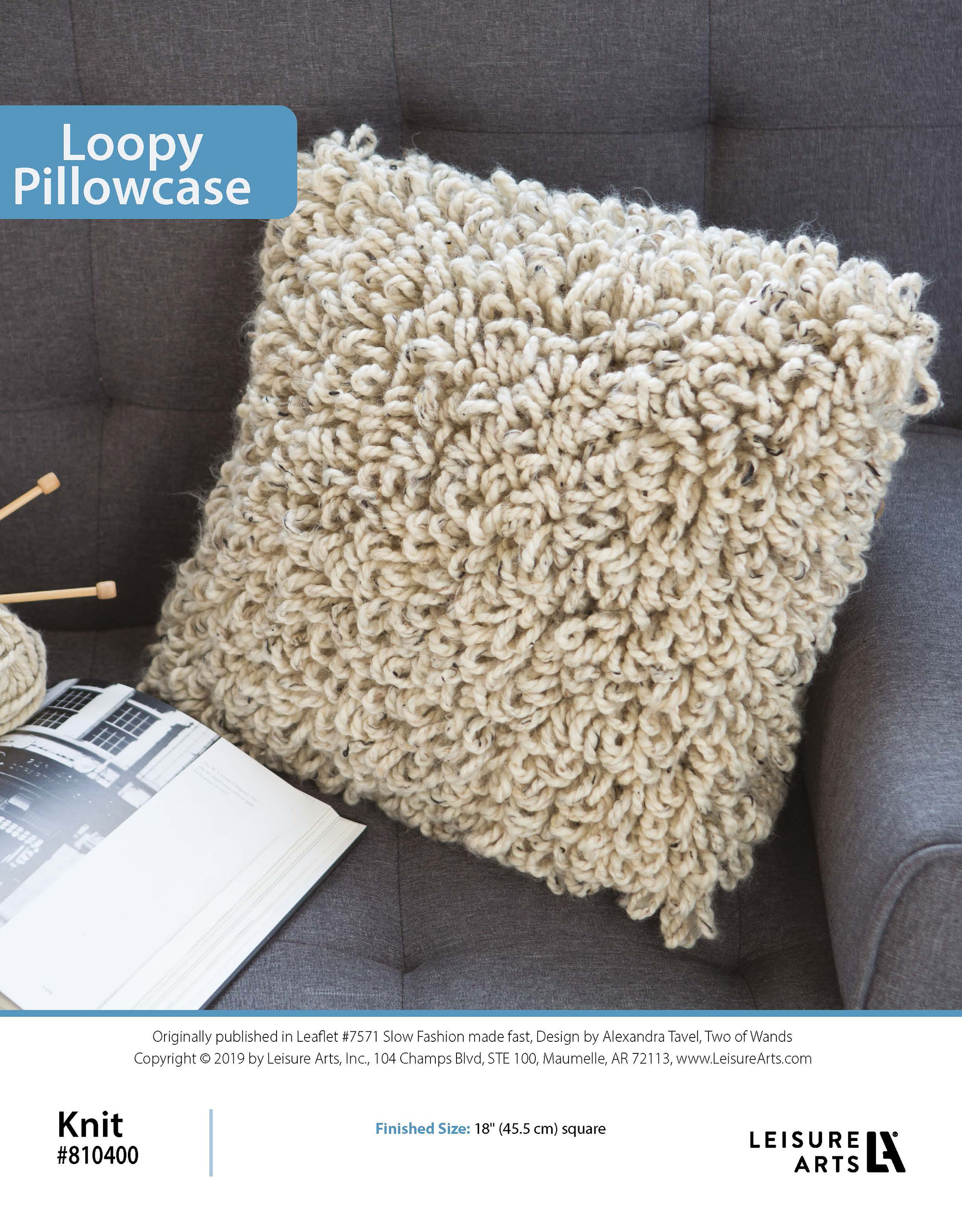 Leisure Arts Slow Fashion Made Fast Loopy Pillow Case Knit ePattern