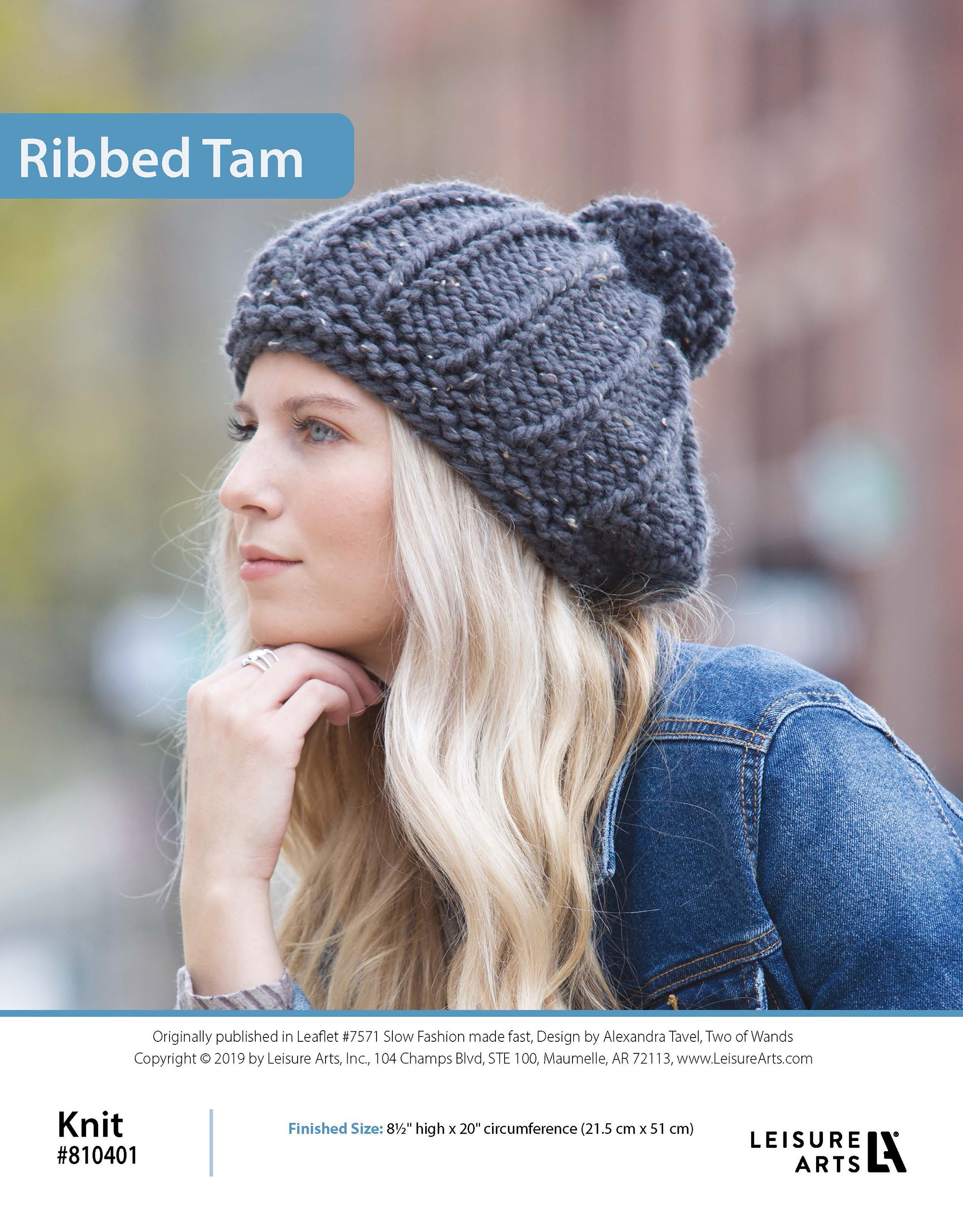 Leisure Arts Slow Fashion Made Fast Ribbed Tam Knit ePattern