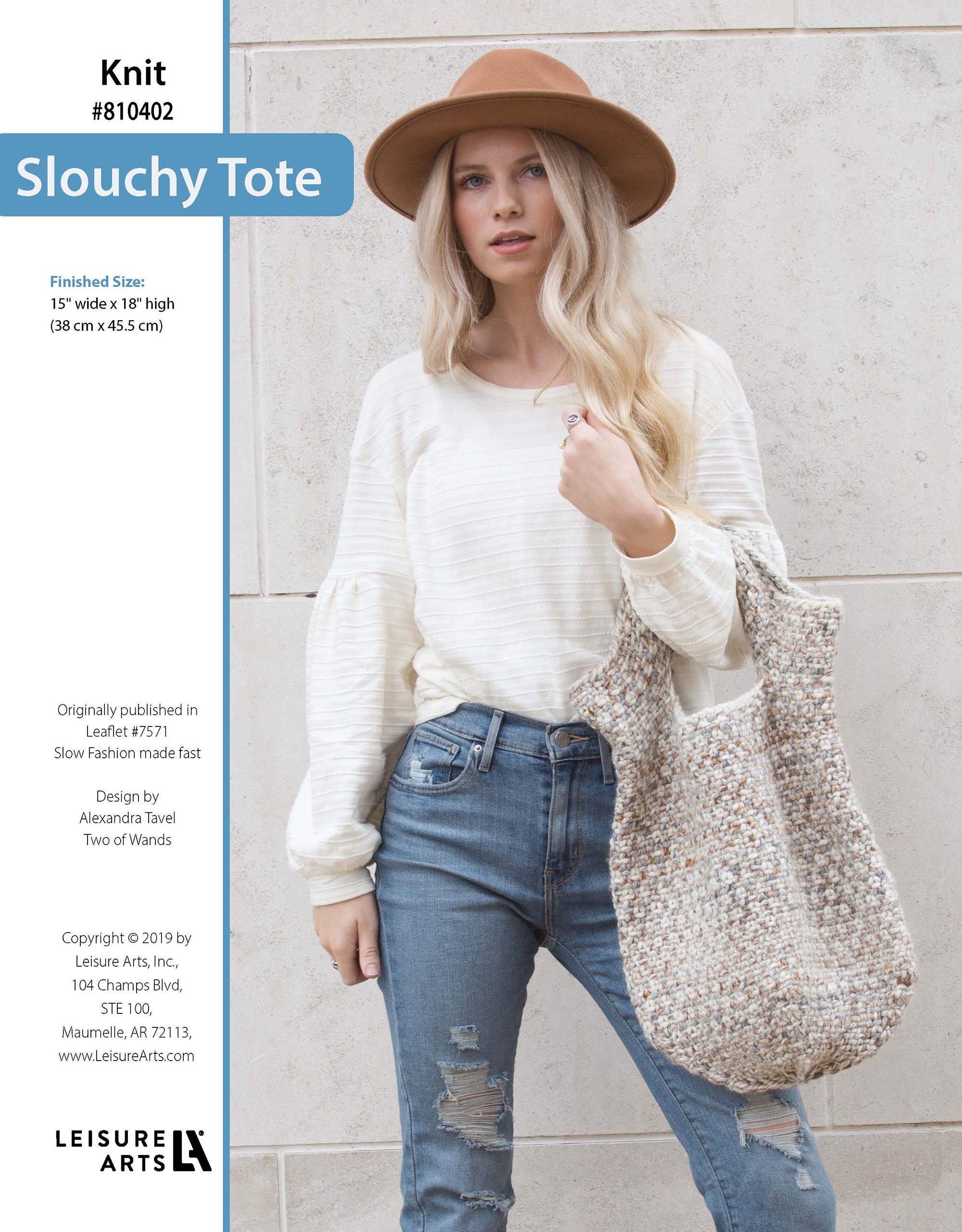 Leisure Arts Slow Fashion Made Fast Slouchy Tote Knit ePattern