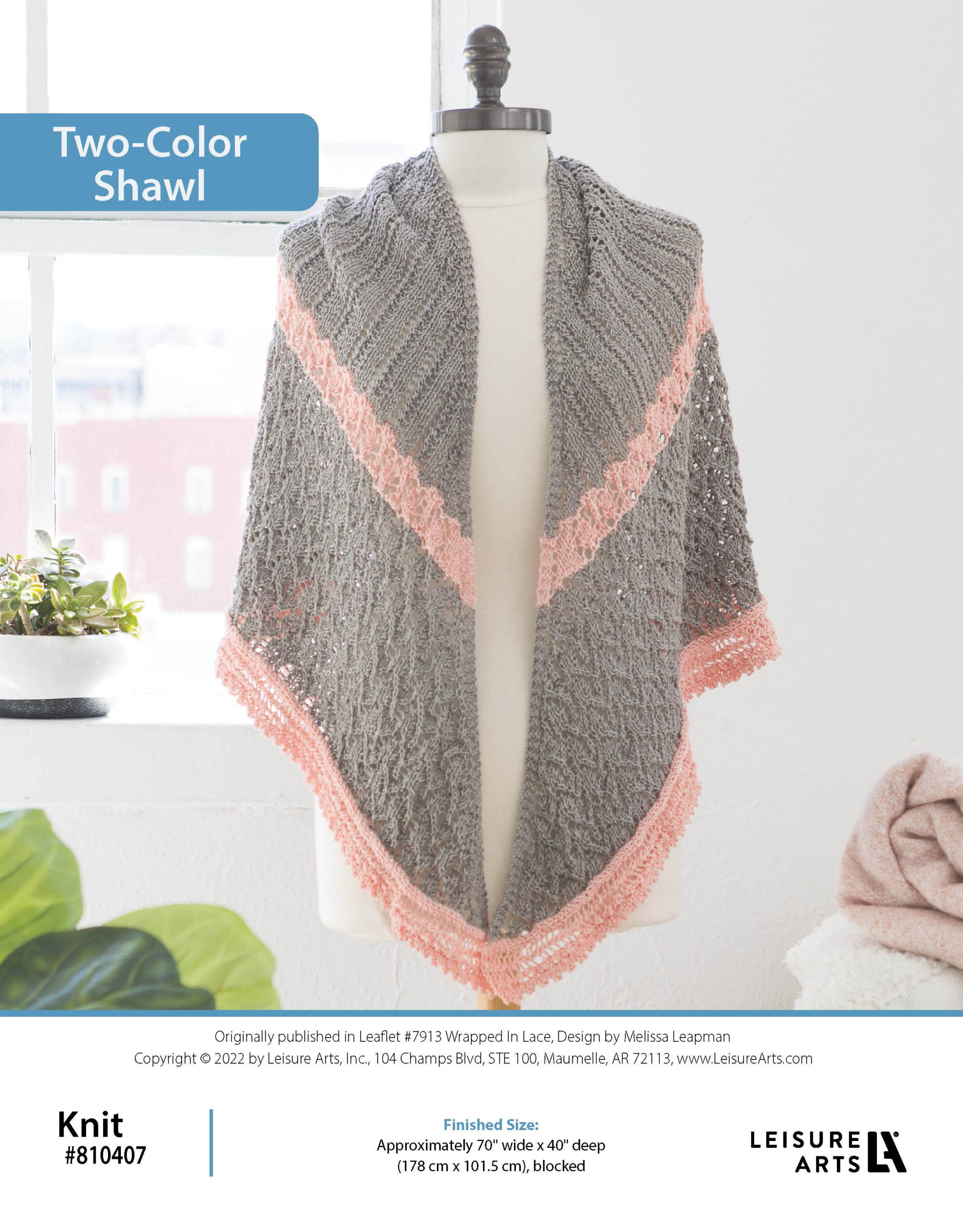 Leisure Arts Wrapped In Lace TwoColor Shawl Knit ePattern