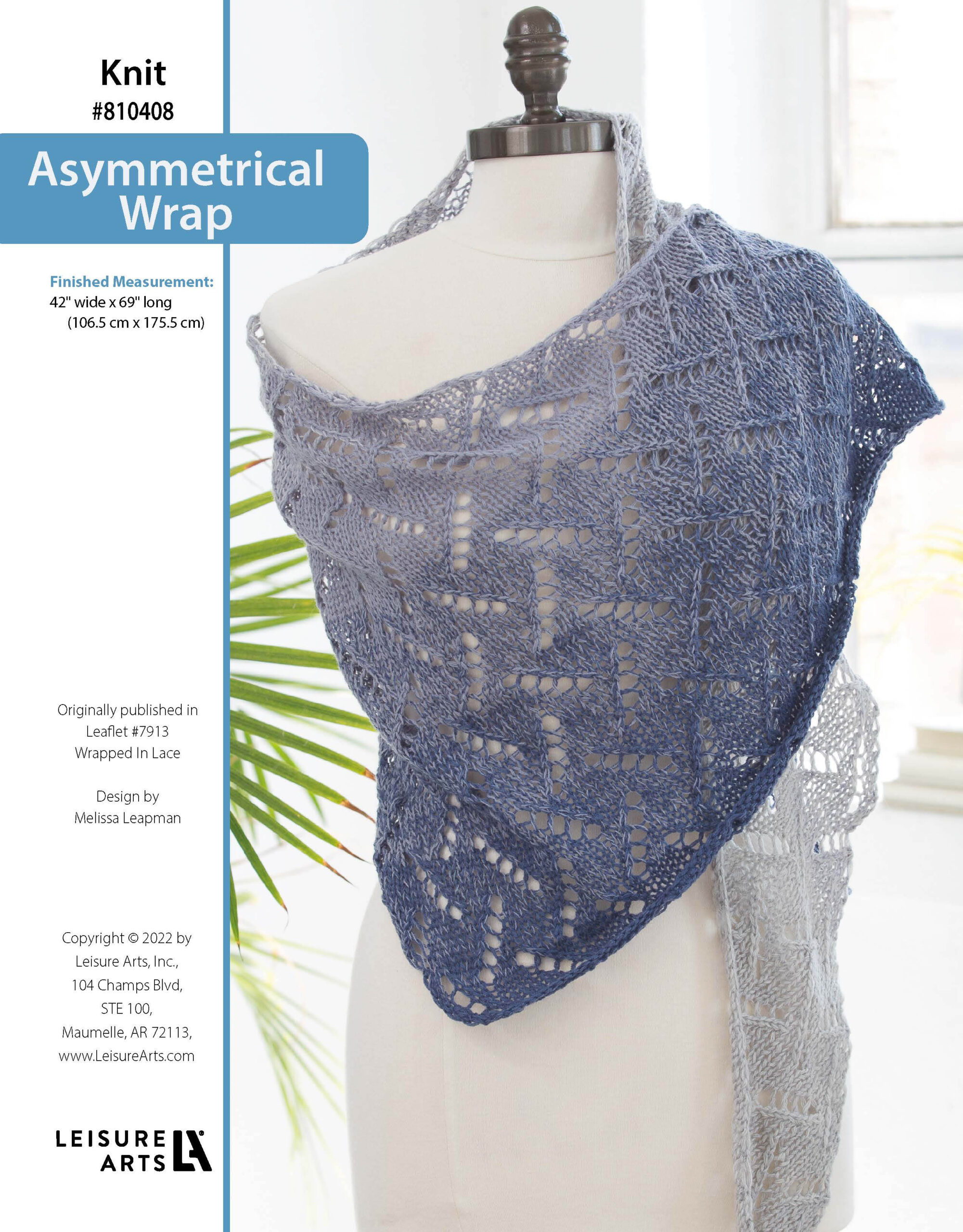 Leisure Arts Wrapped In Lace Asymmetrical Wrap Knit ePattern