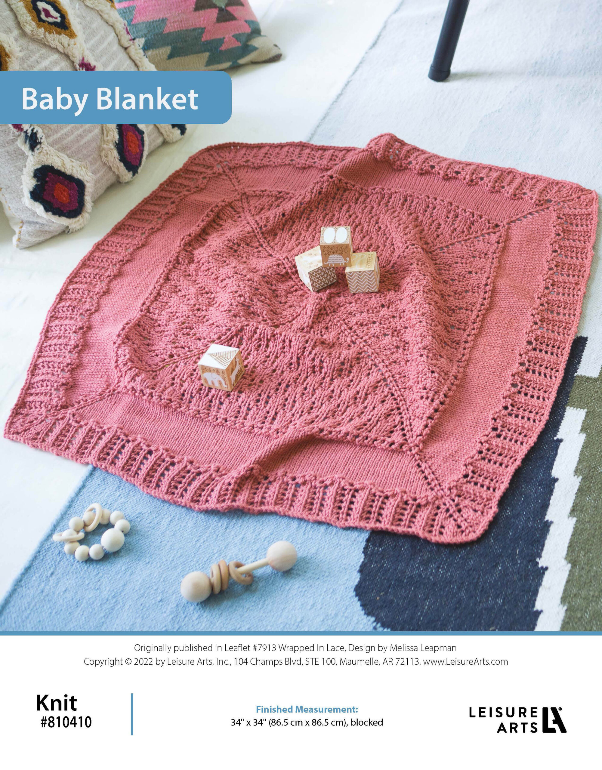 Leisure Arts Wrapped In Lace Baby Blanket Knit ePattern