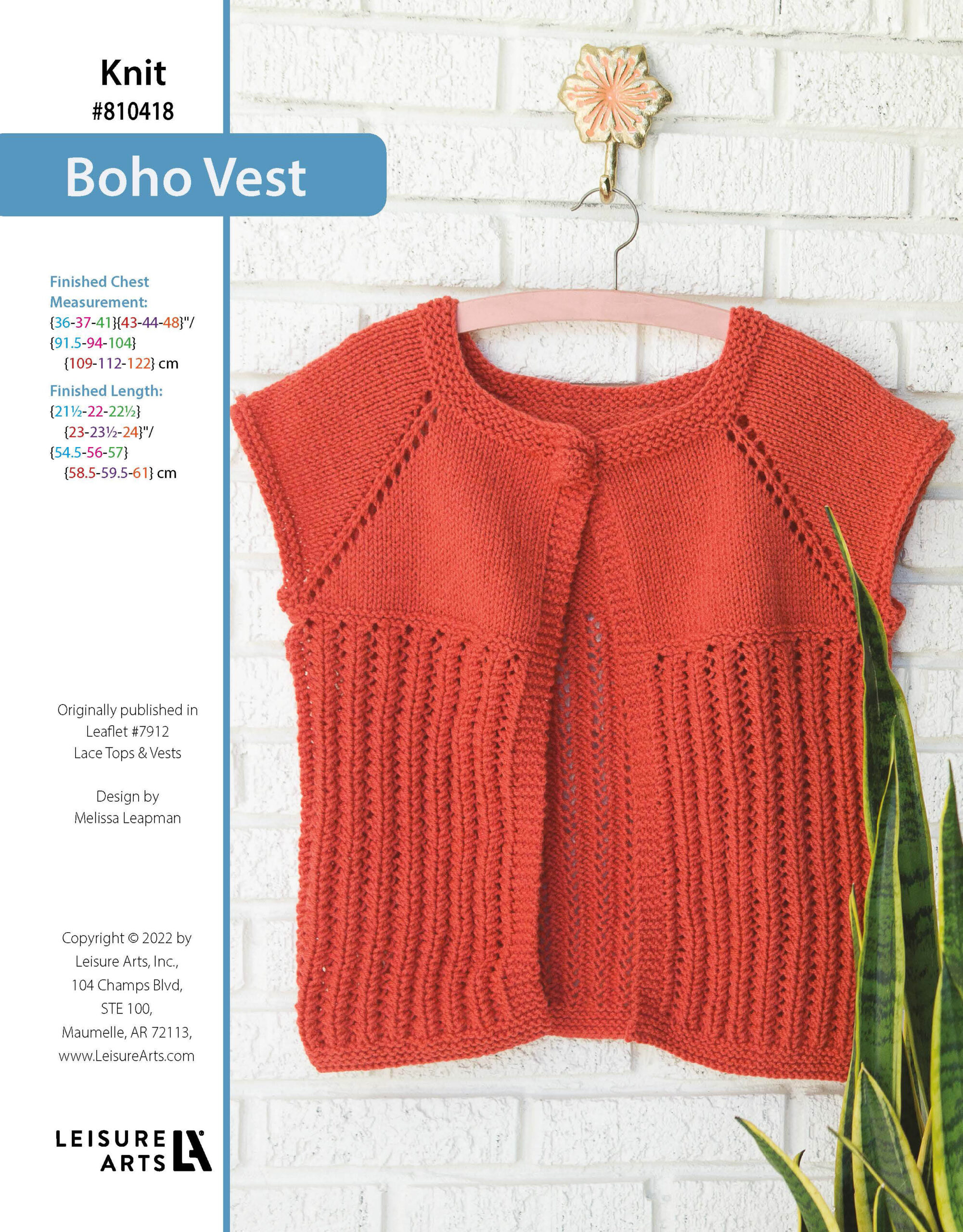 Leisure Arts Lace Tops Vests Boho Vest ePattern