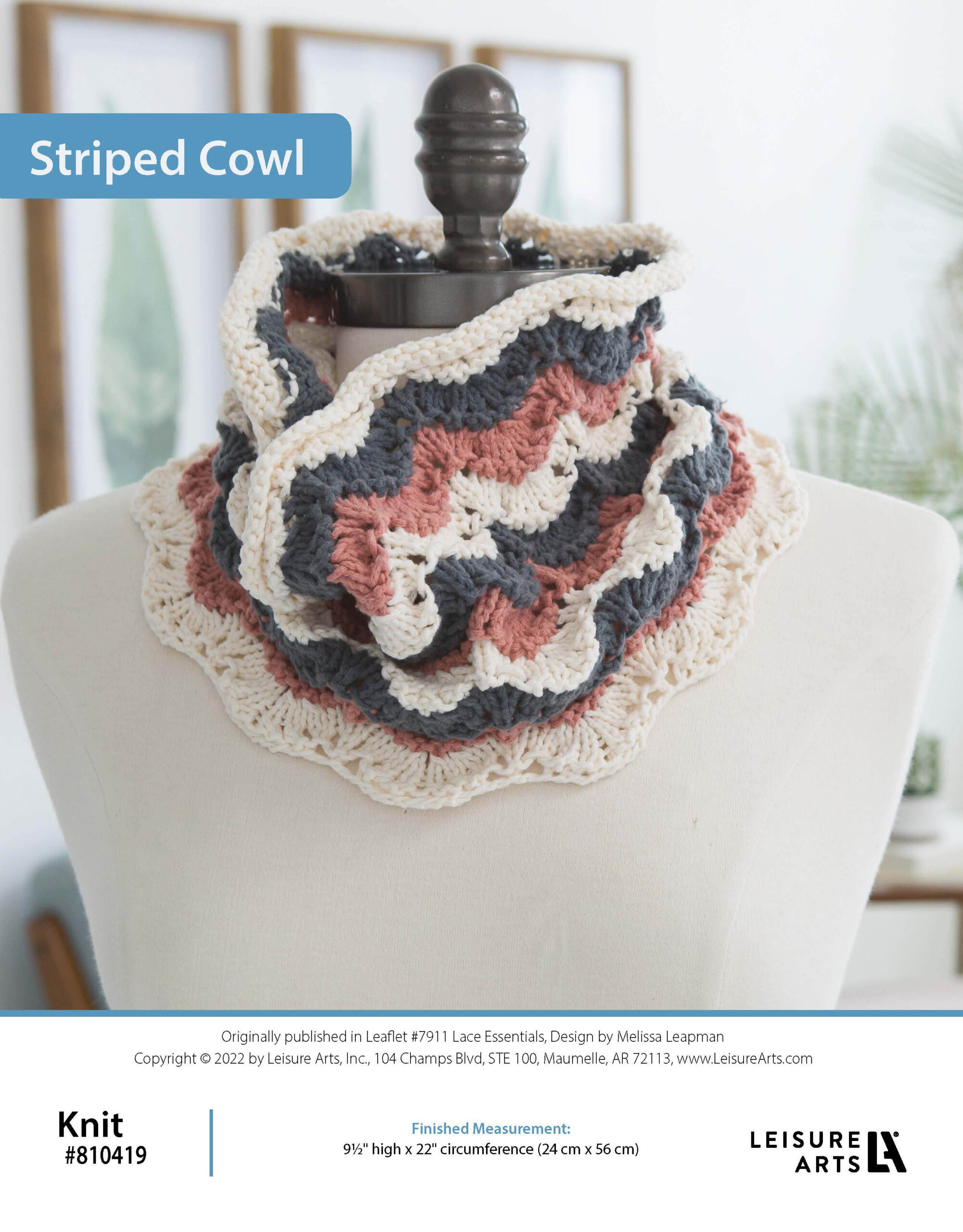 Leisure Arts Lace Essentials Striped Cowl Knit ePattern