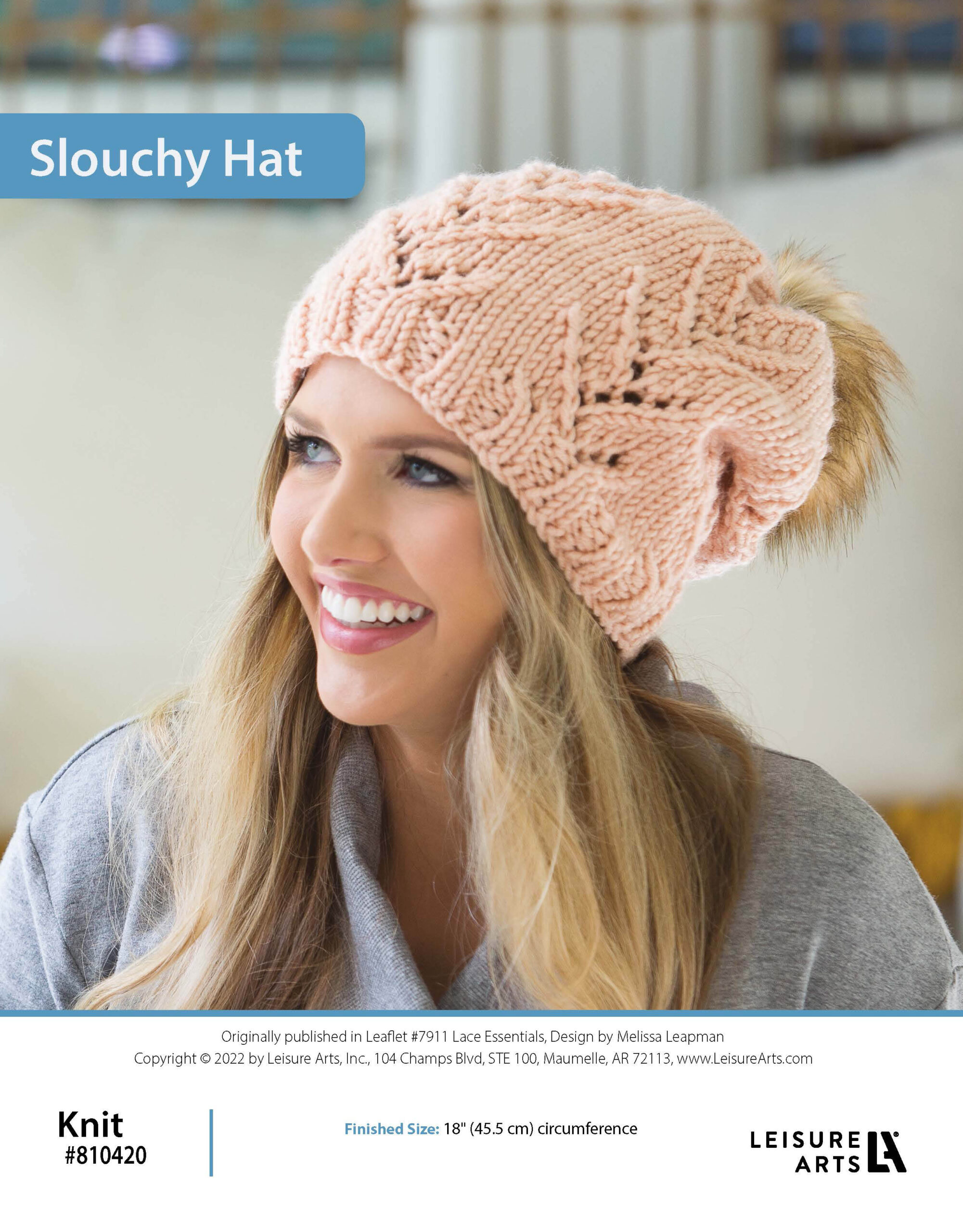 Leisure Arts Lace Essentials Slouchy Hat Knit ePattern