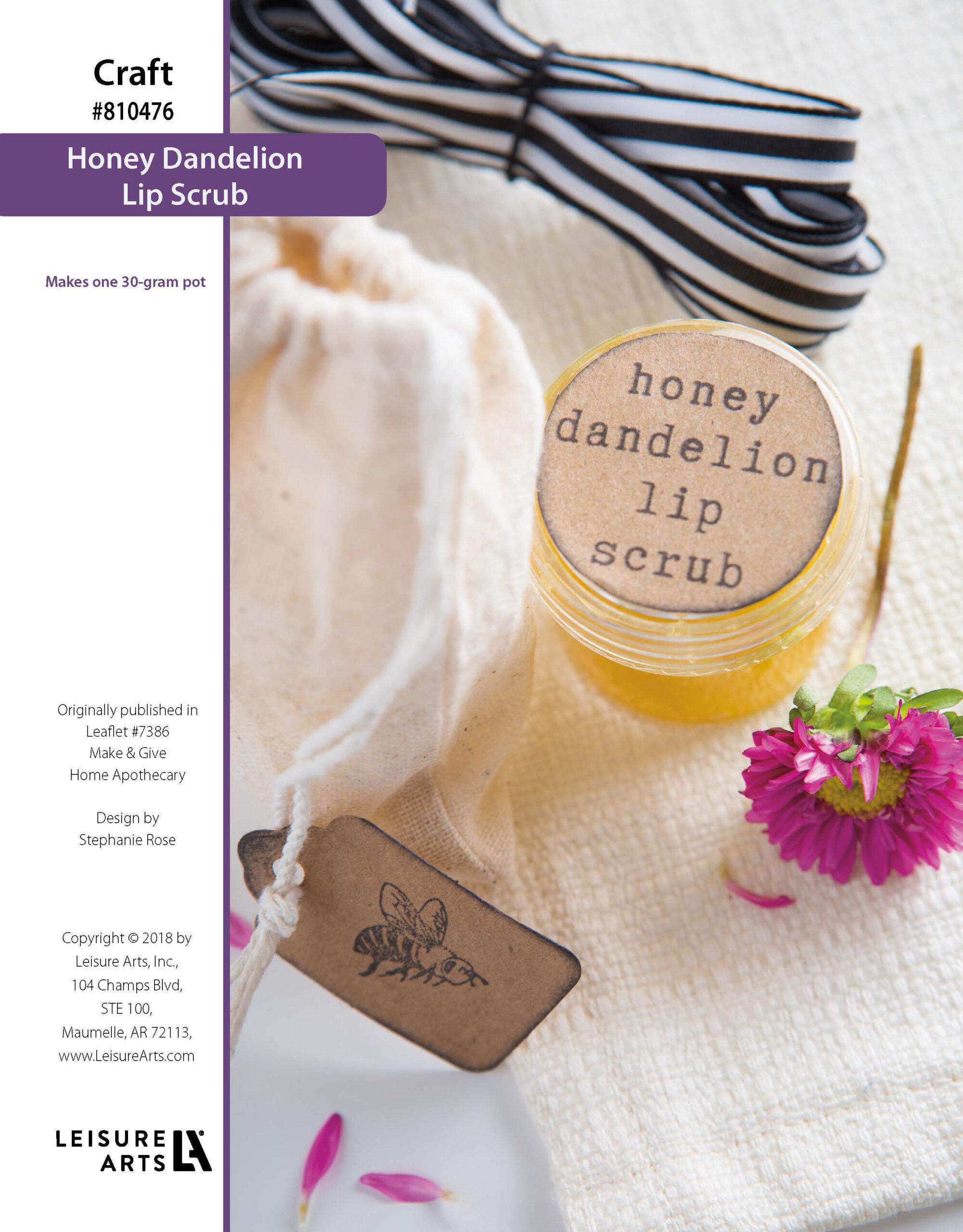 Leisure Arts ePattern Apothecary Honey Dandelion Lip Scrub