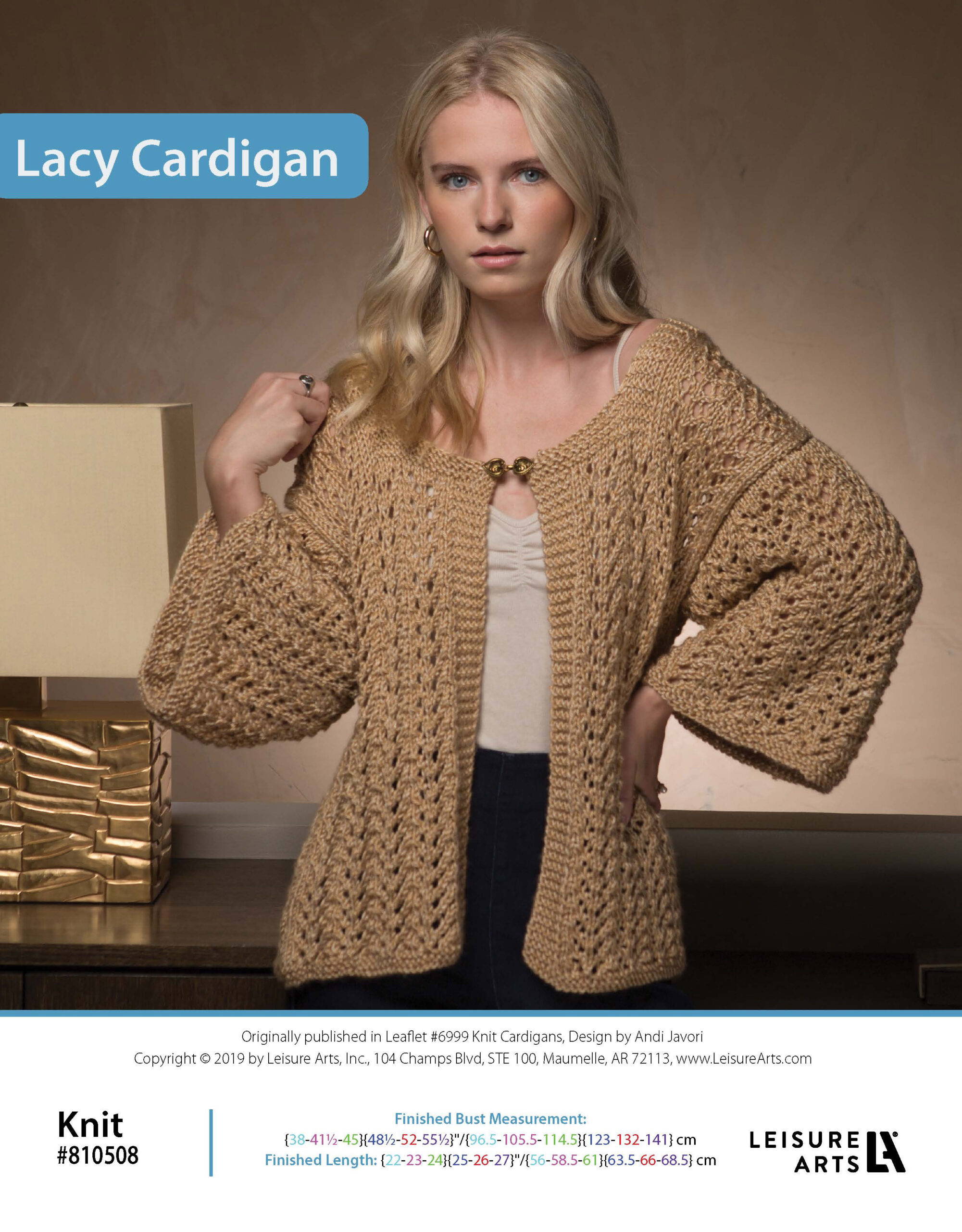 Leisure Arts Knit Cardigans Lacy Cardigan ePattern