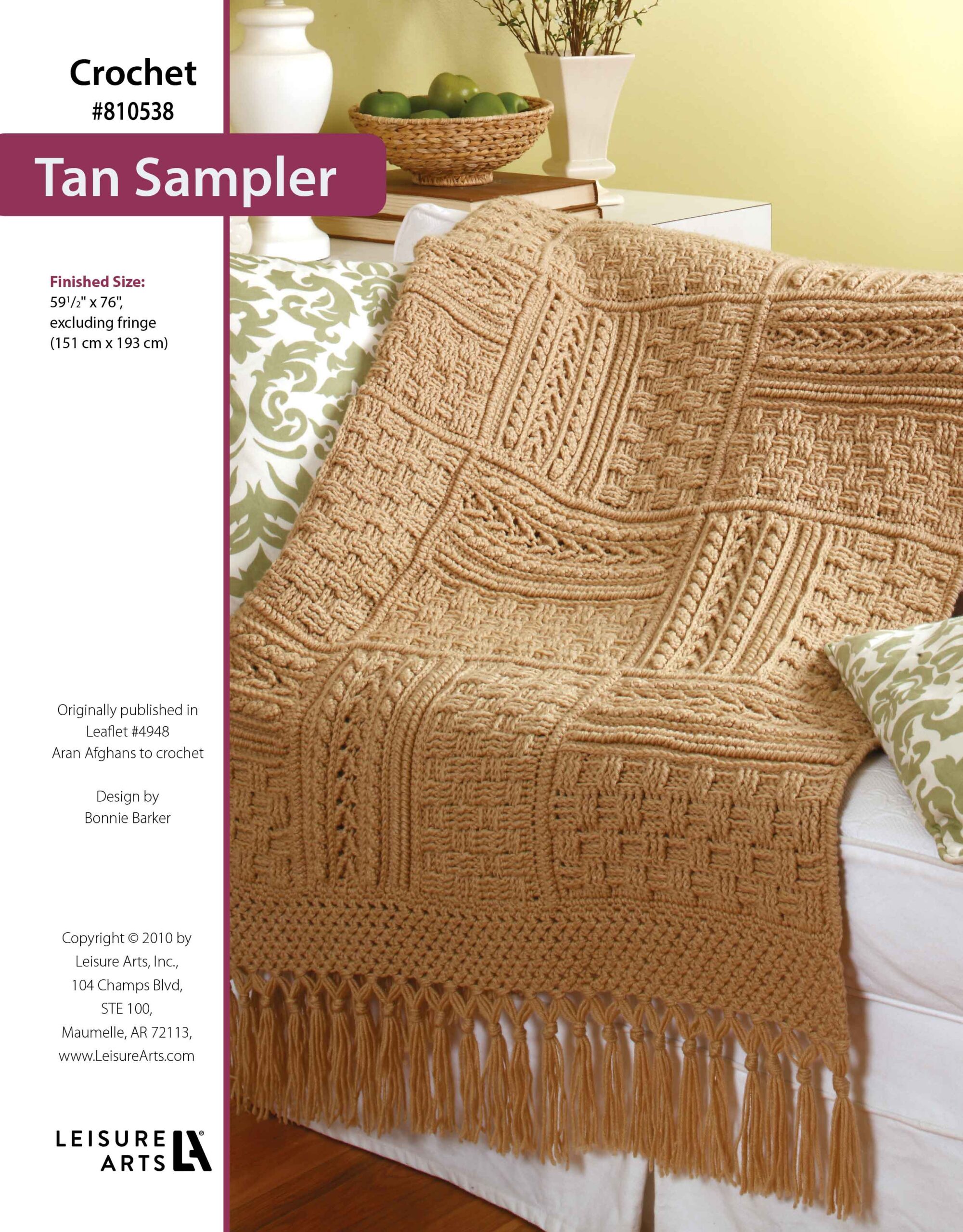 Leisure Arts Aran Afghans To Crochet Tan Sampler ePattern