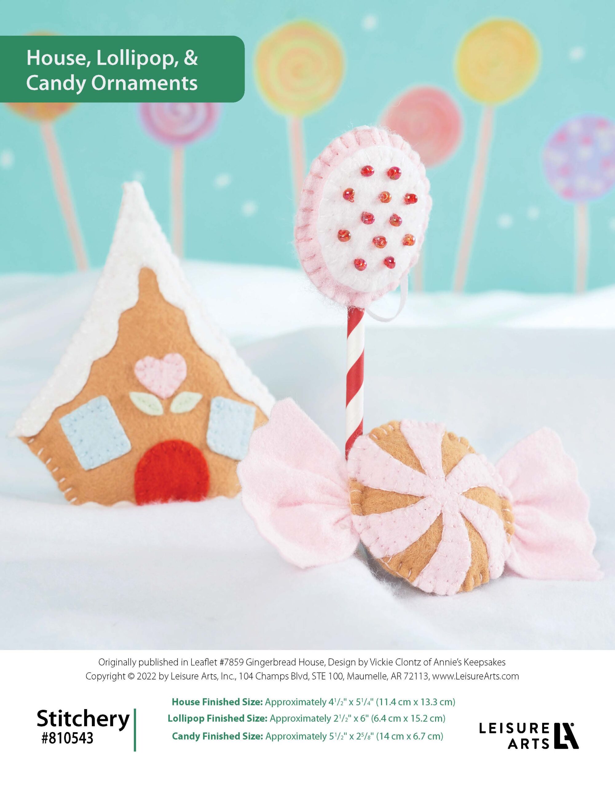 Leisure Arts Gingerbread Candy Ornaments Stitchery ePattern