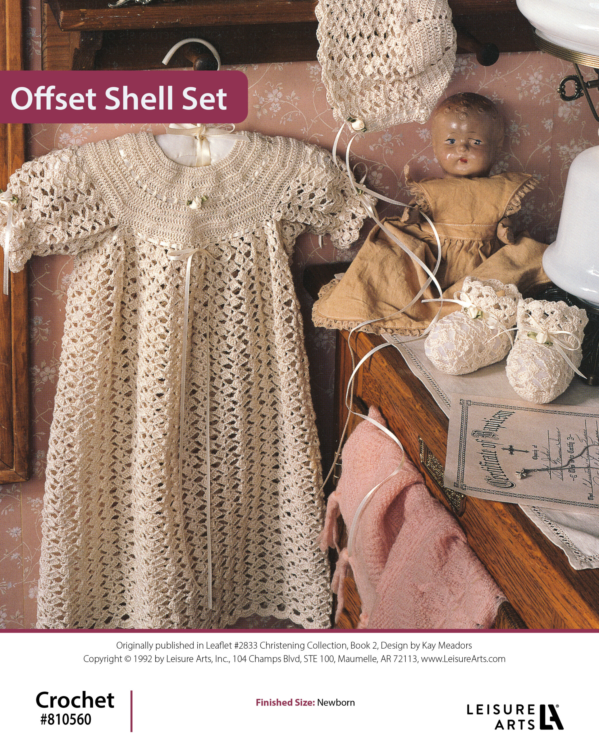 Leisure Arts Christening Collection Book 2 Offset Shell Set Crochet ePattern