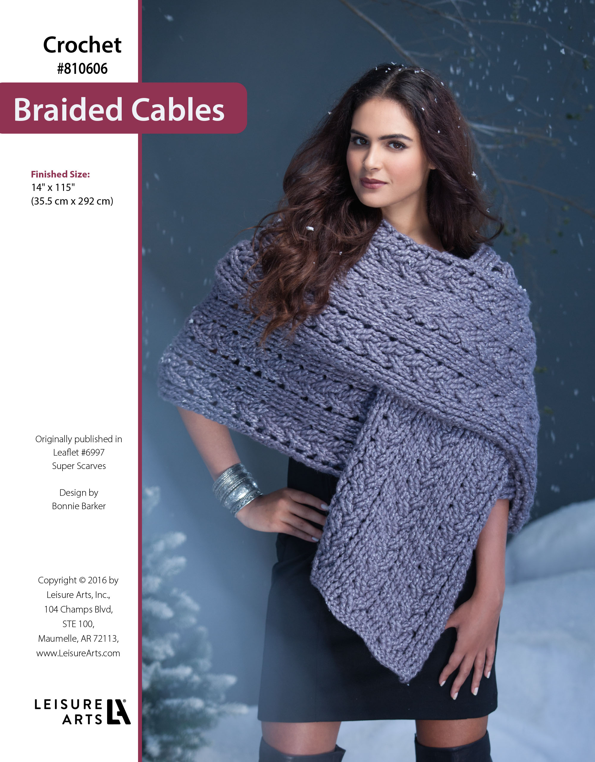 Leisure Arts Super Scarves Braided Cables Crochet ePattern