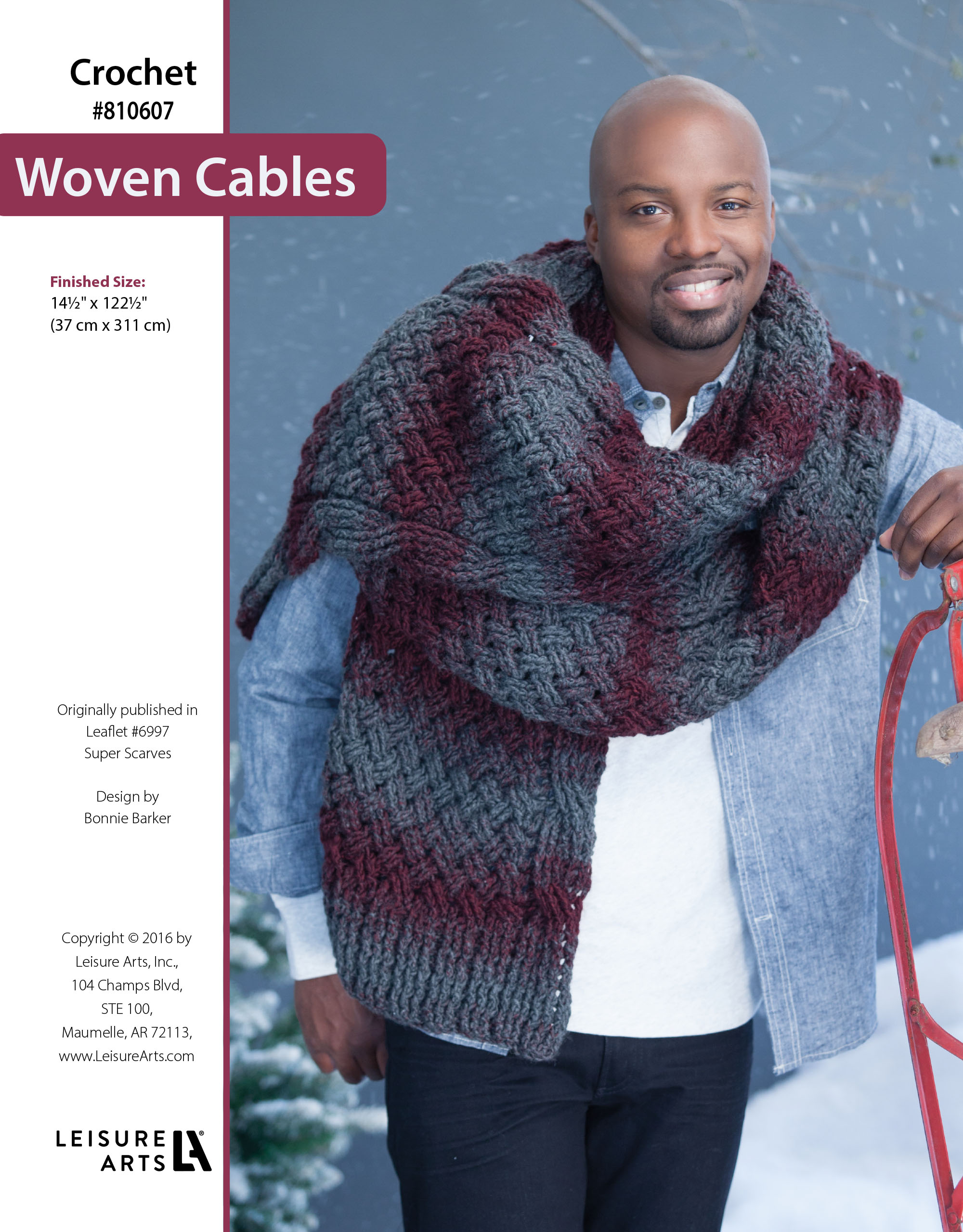 Leisure Arts Super Scarves Woven Cables Crochet ePattern