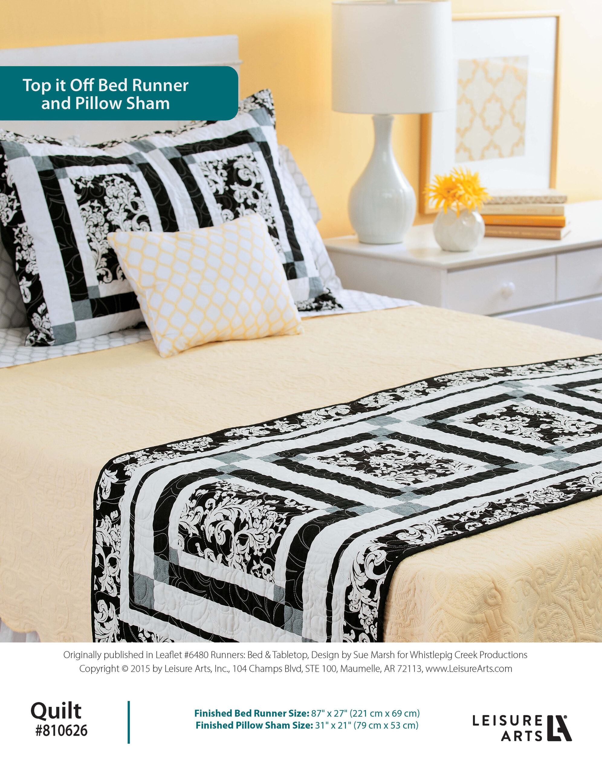 Leisure Arts Runners Top It Off Bed Runner Pillow Sham Quilt ePattern