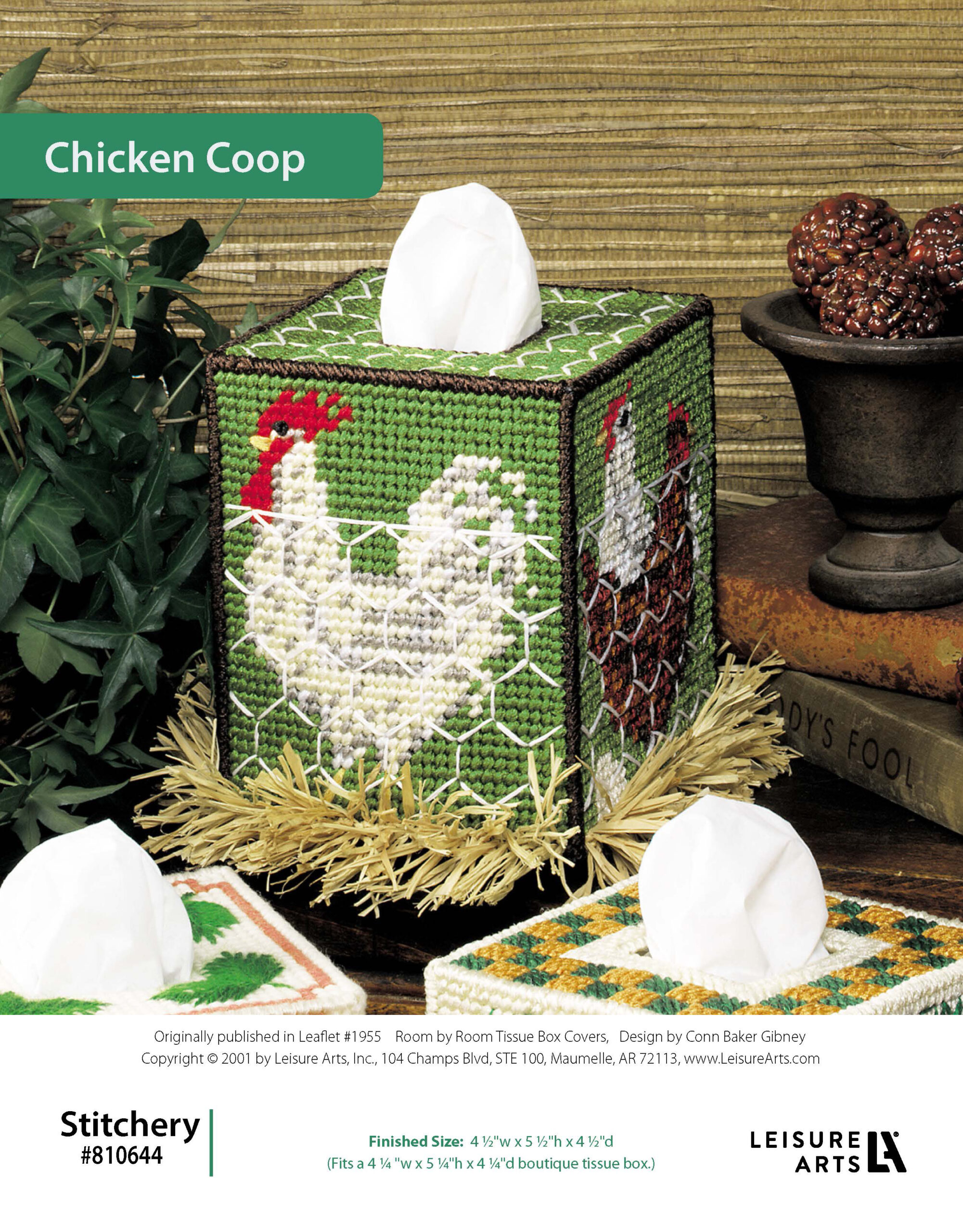 Leisure Arts Room By Room Tissue Box Covers Chicken Coop Plastic Canvas ePattern