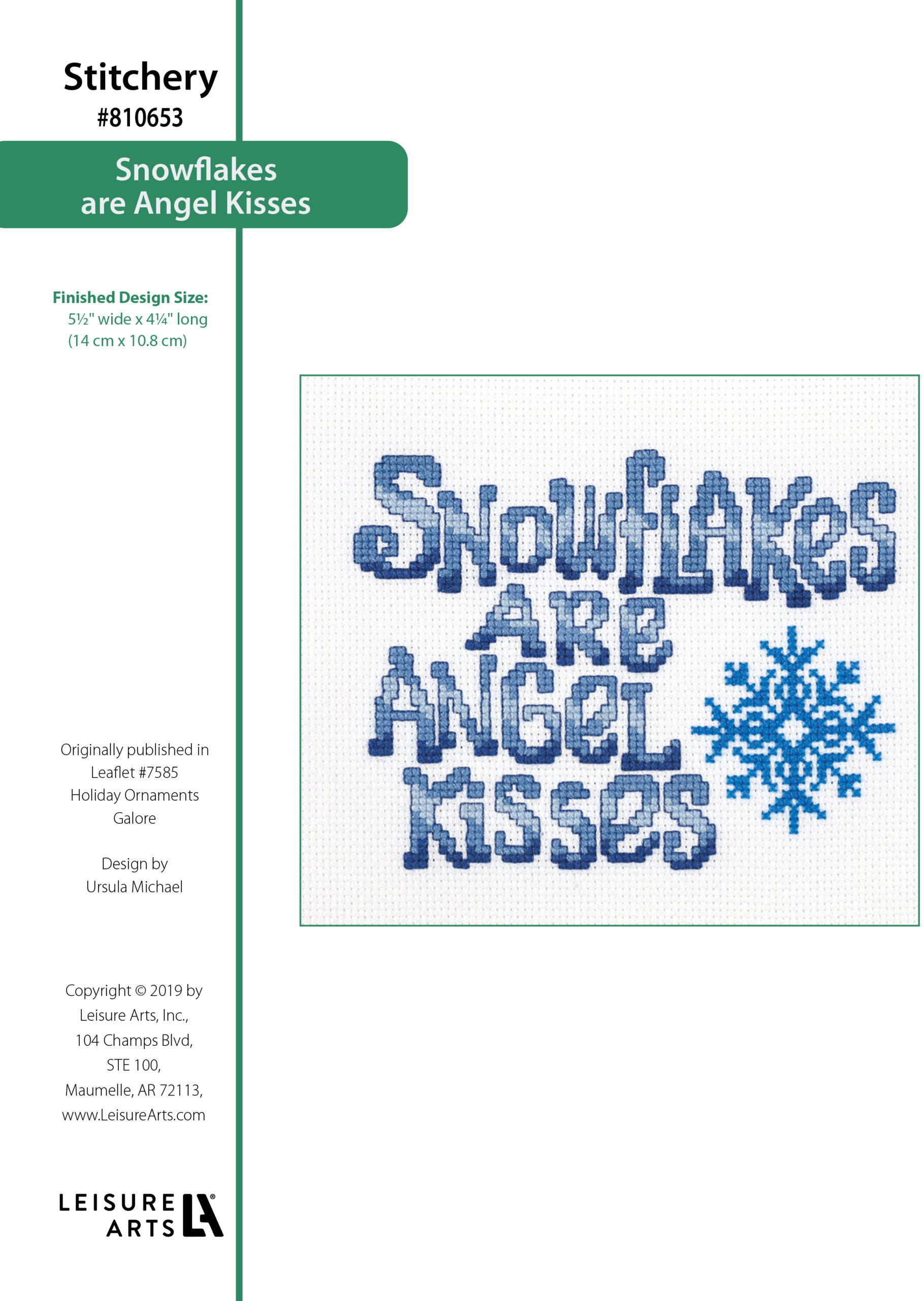Leisure Arts Holiday Ornaments Galore Snowflakes Are Angel Kisses Cross Stitch ePattern