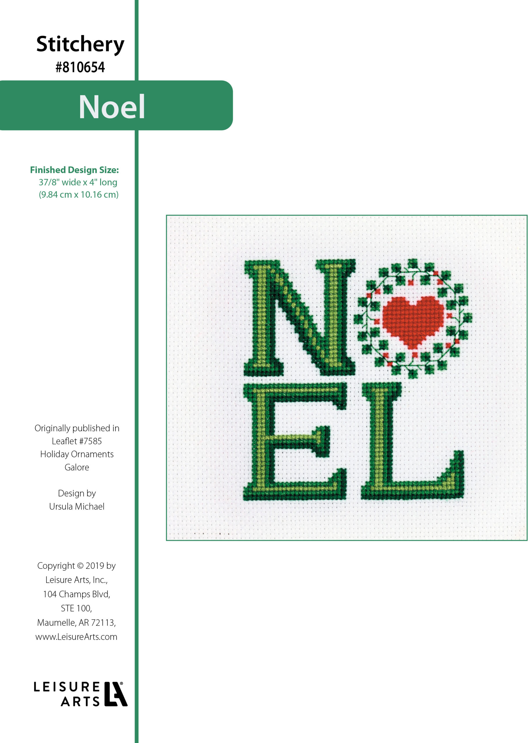 Leisure Arts Holiday Ornaments Galore Noel Caption Cross Stitch ePattern