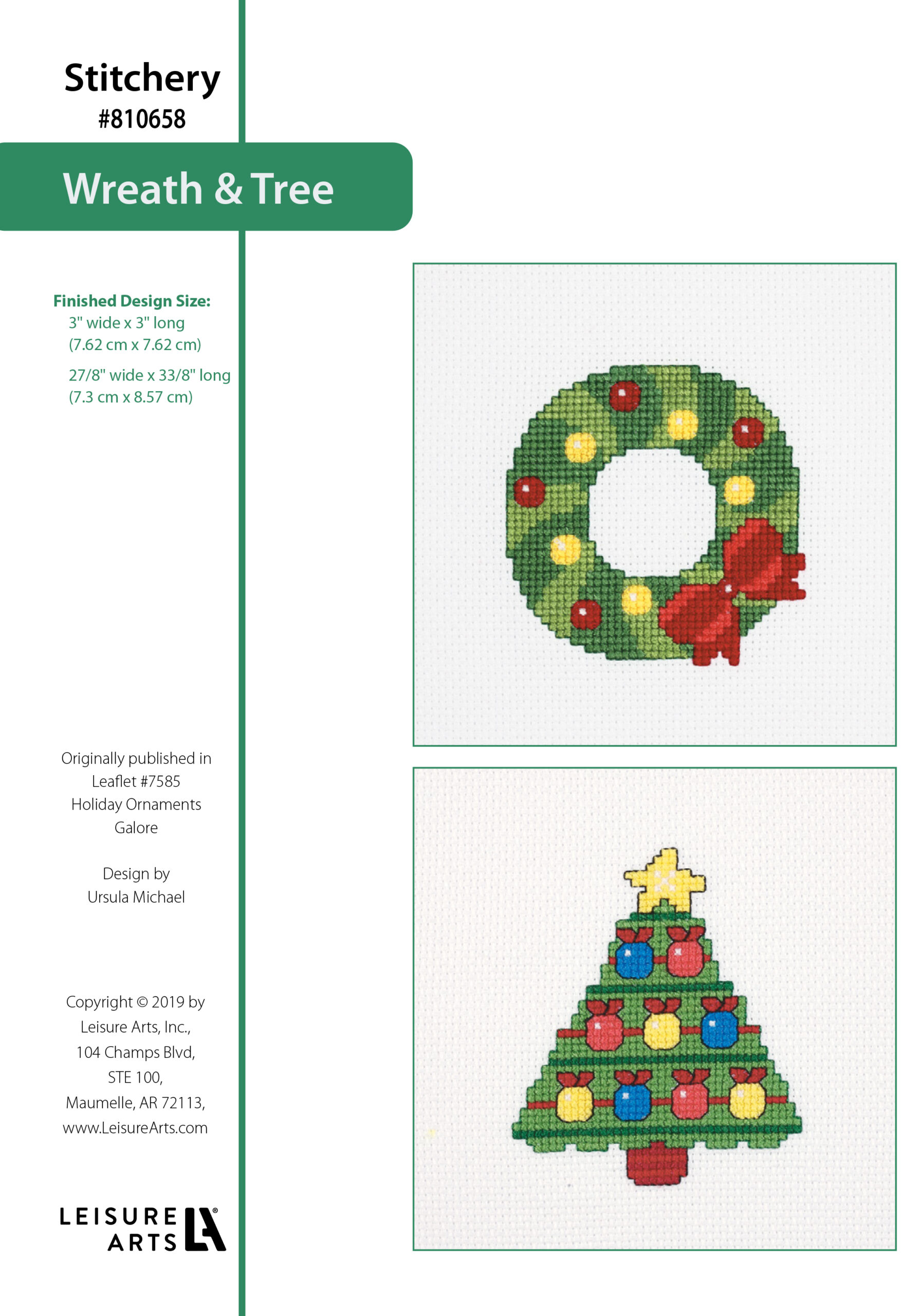 Leisure Arts Holiday Ornaments Galore Wreath Tree Cross Stitch ePattern