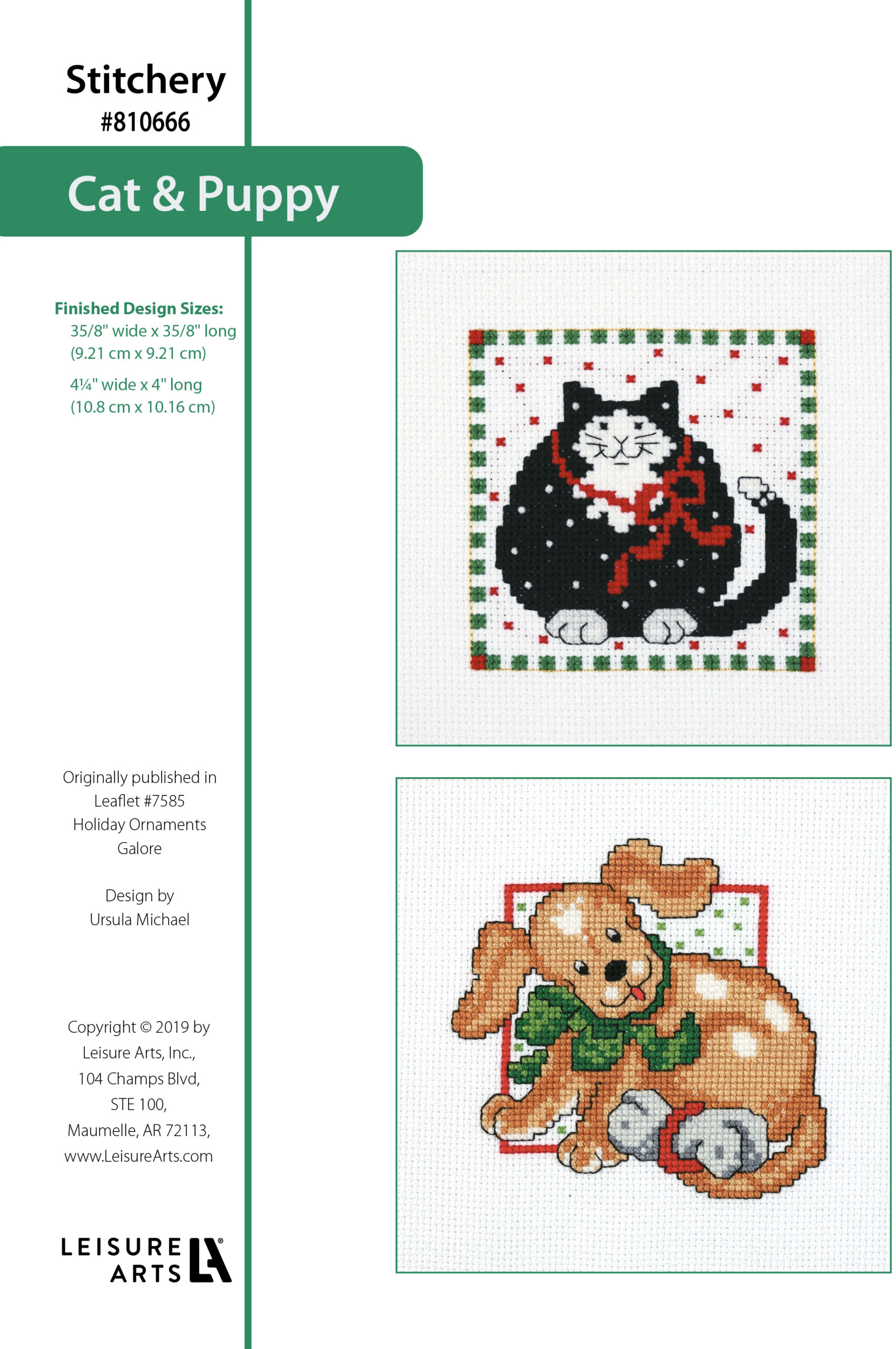 Leisure Arts Holiday Ornaments Galore Cat Puppy Cross Stitch ePattern