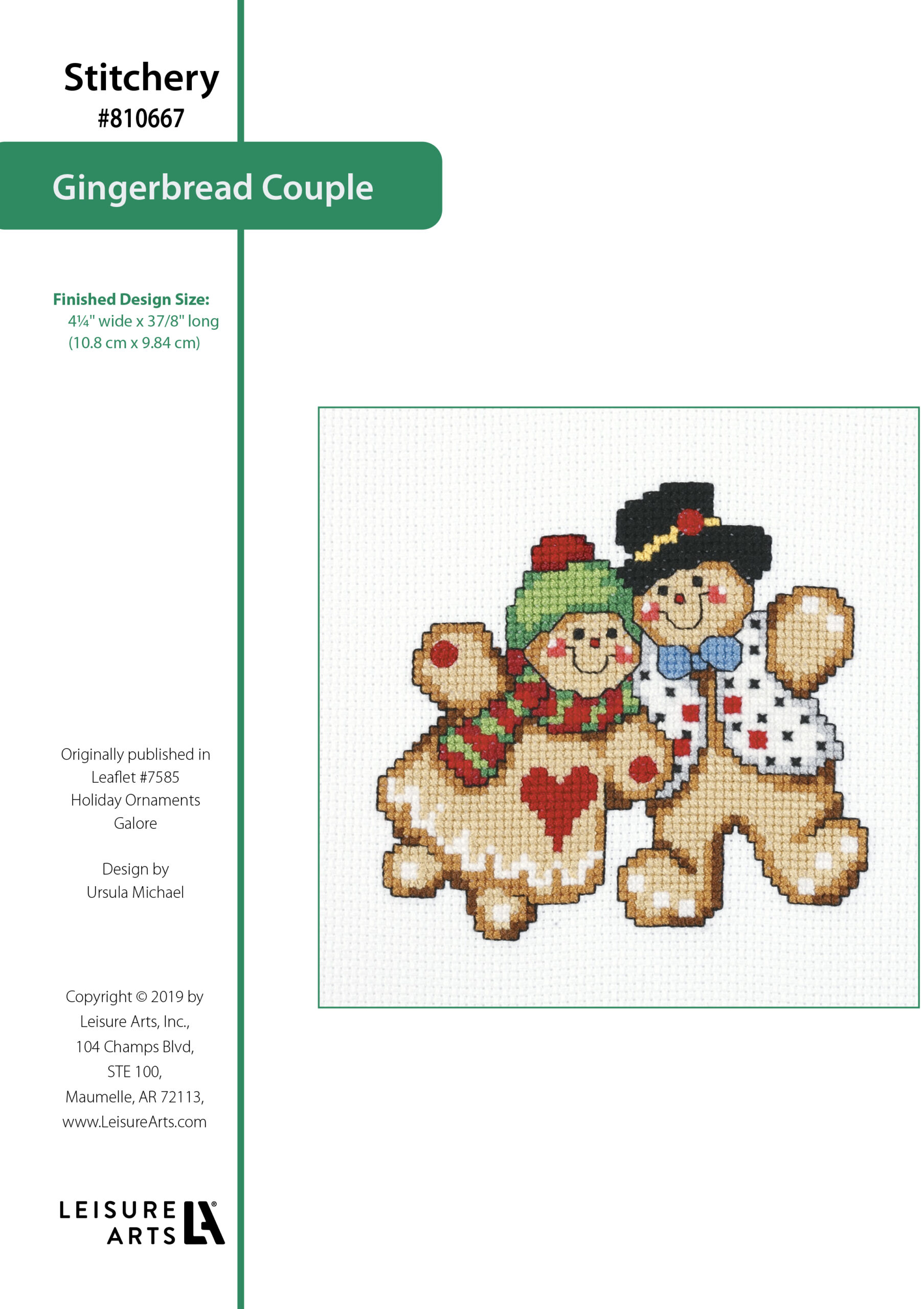 Leisure Arts Holiday Ornaments Galore Gingerbread Couple Cross Stitch ePattern